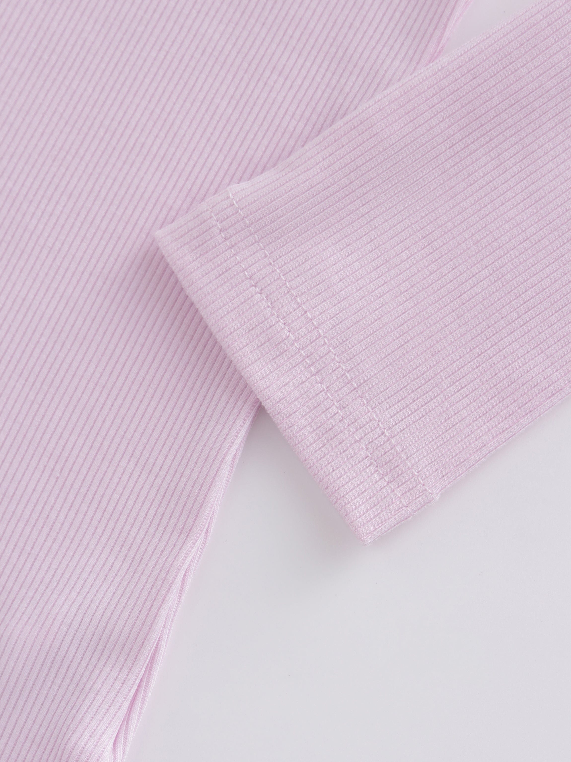High V Ribbed Tee LS-Lavender