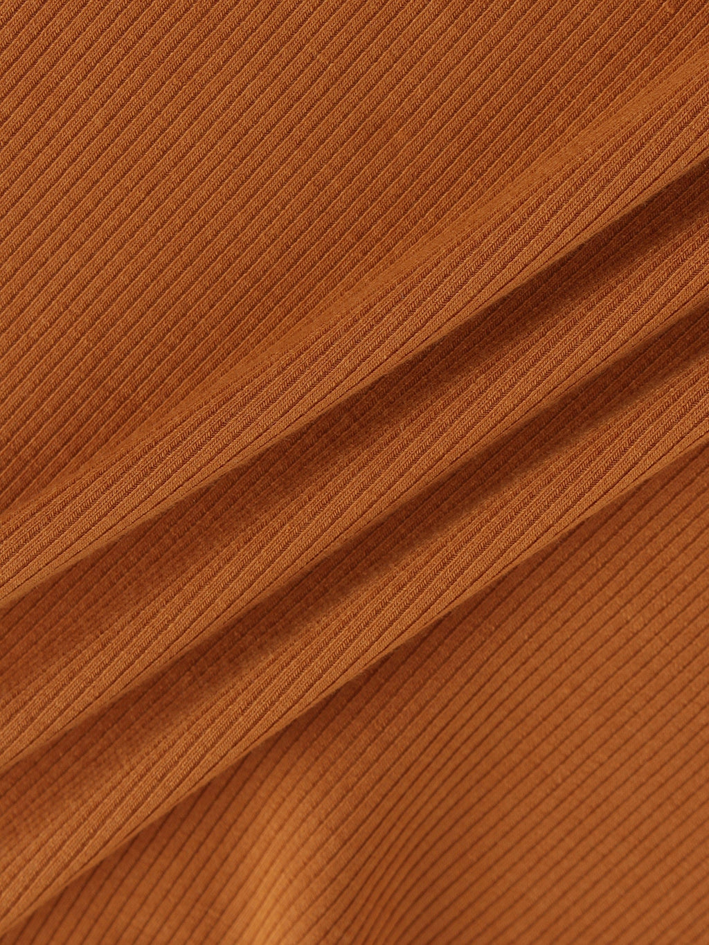 High V Ribbed Tee LS-Cognac