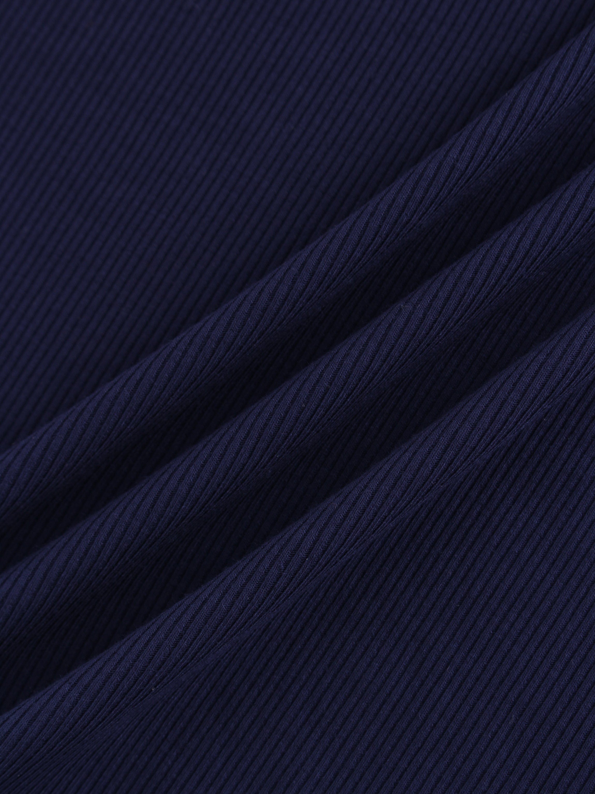 High V Ribbed Tee LS-Dark Navy