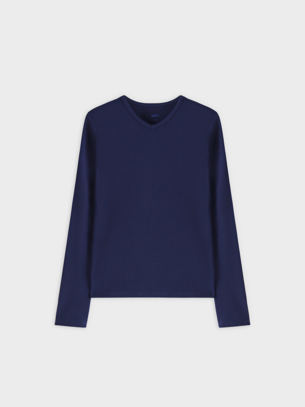 RIBBED HIGH V LS-NAVY