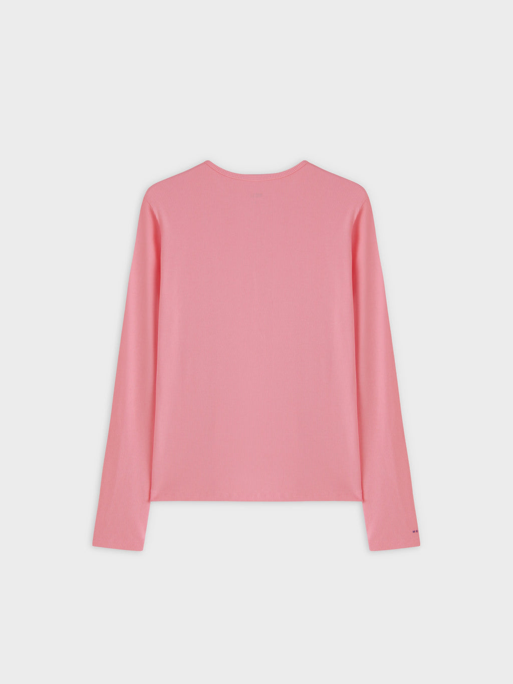 High V Ribbed Tee LS-True Pink