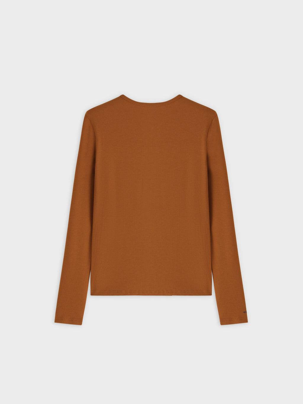High V Ribbed Tee LS-Cognac
