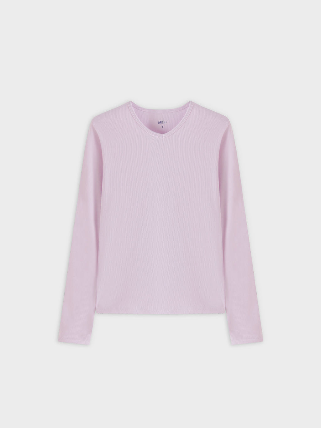 High V Ribbed Tee LS-Lavender