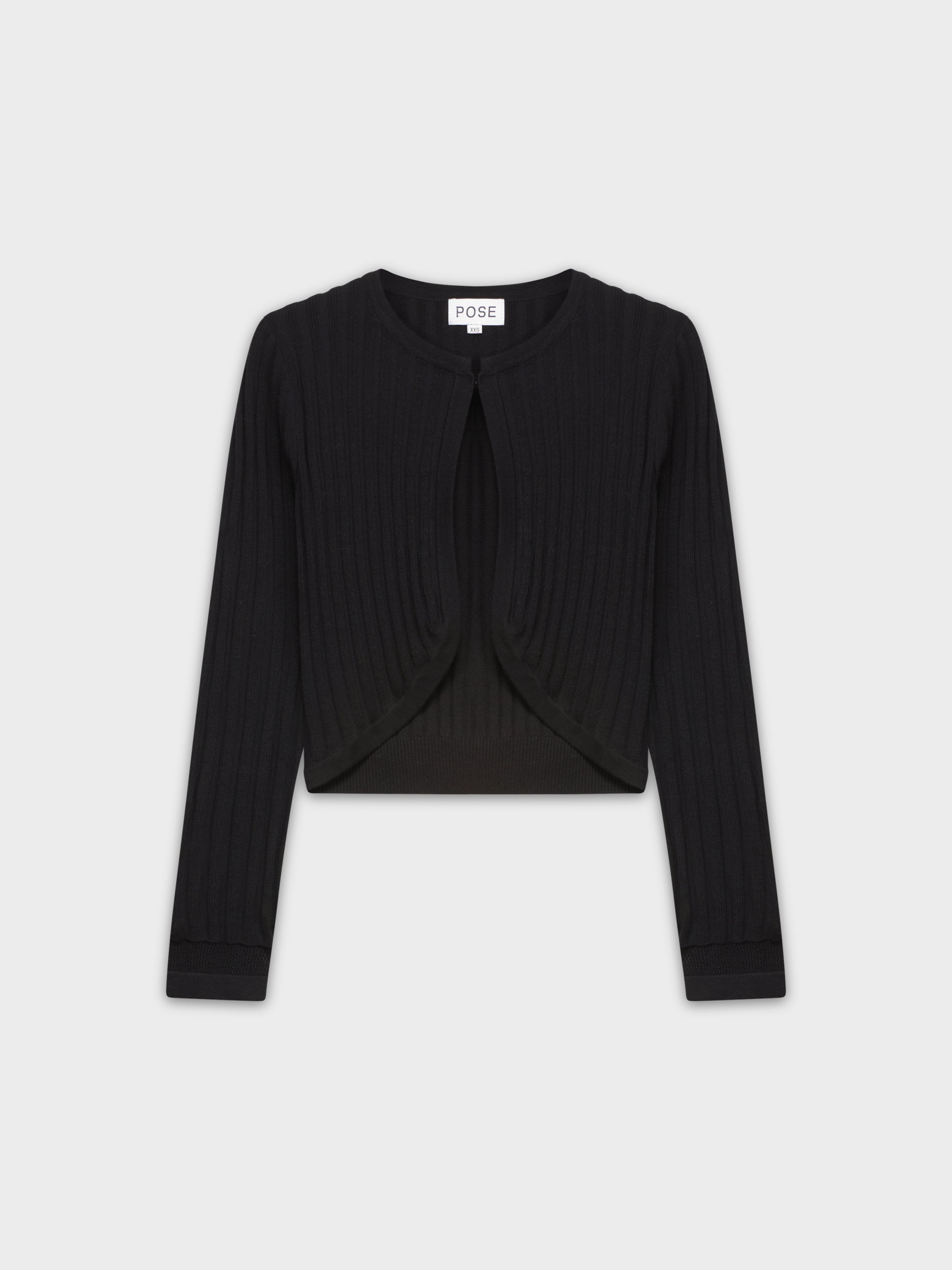 RIBBED SHRUG-BLACK