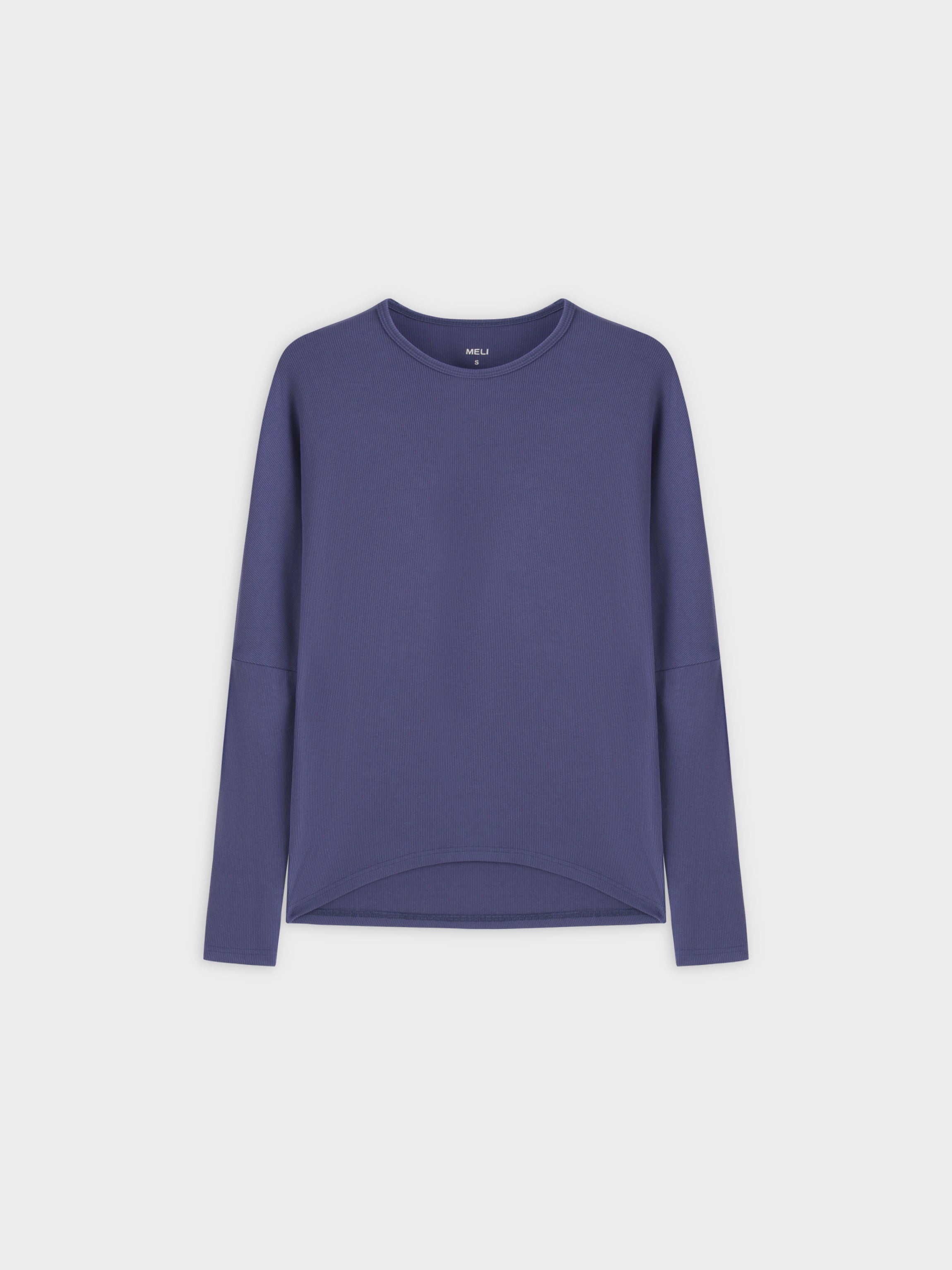 Crew Ribbed Dolman-Indigo Blue