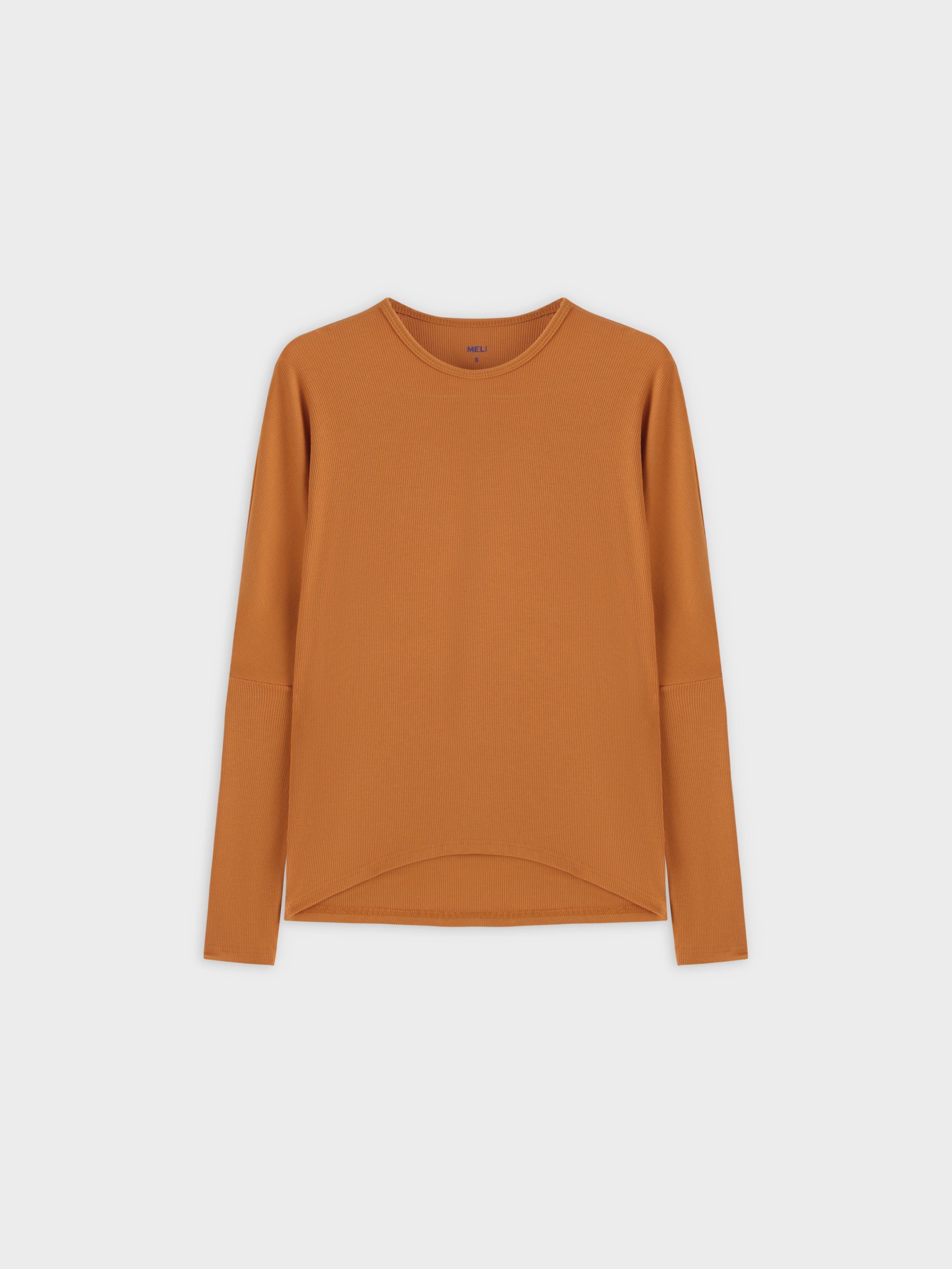 Crew Ribbed Dolman-Cognac