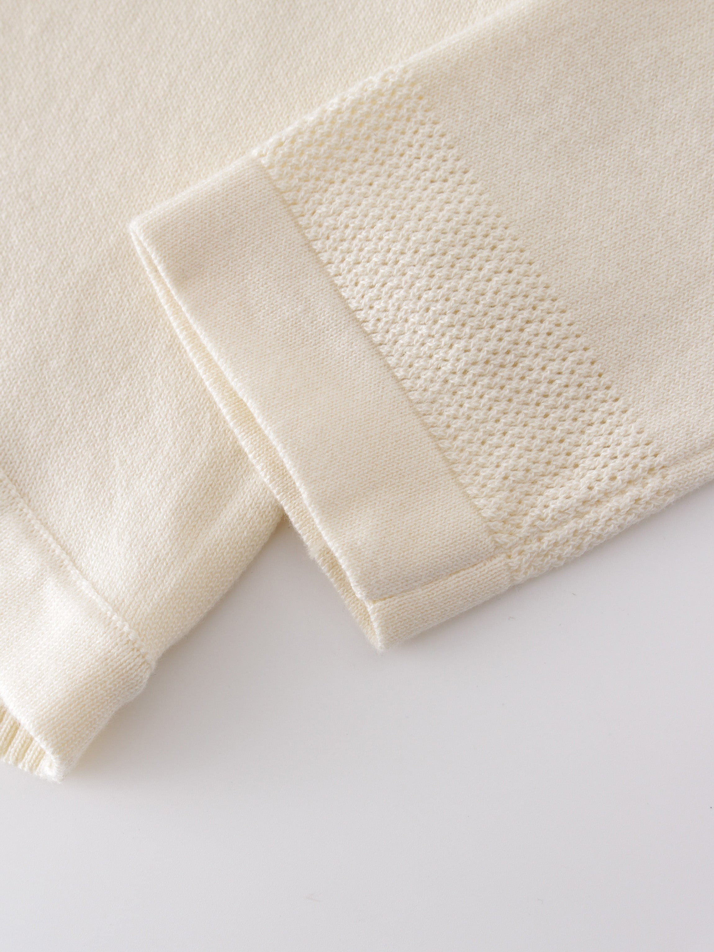 Flat Ribbed Trim Shrug-Ivory