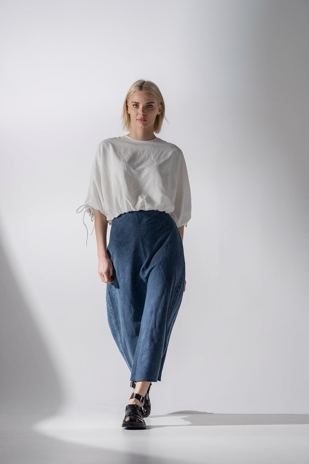 Classic Denim Skirt 37"-Dark Blue