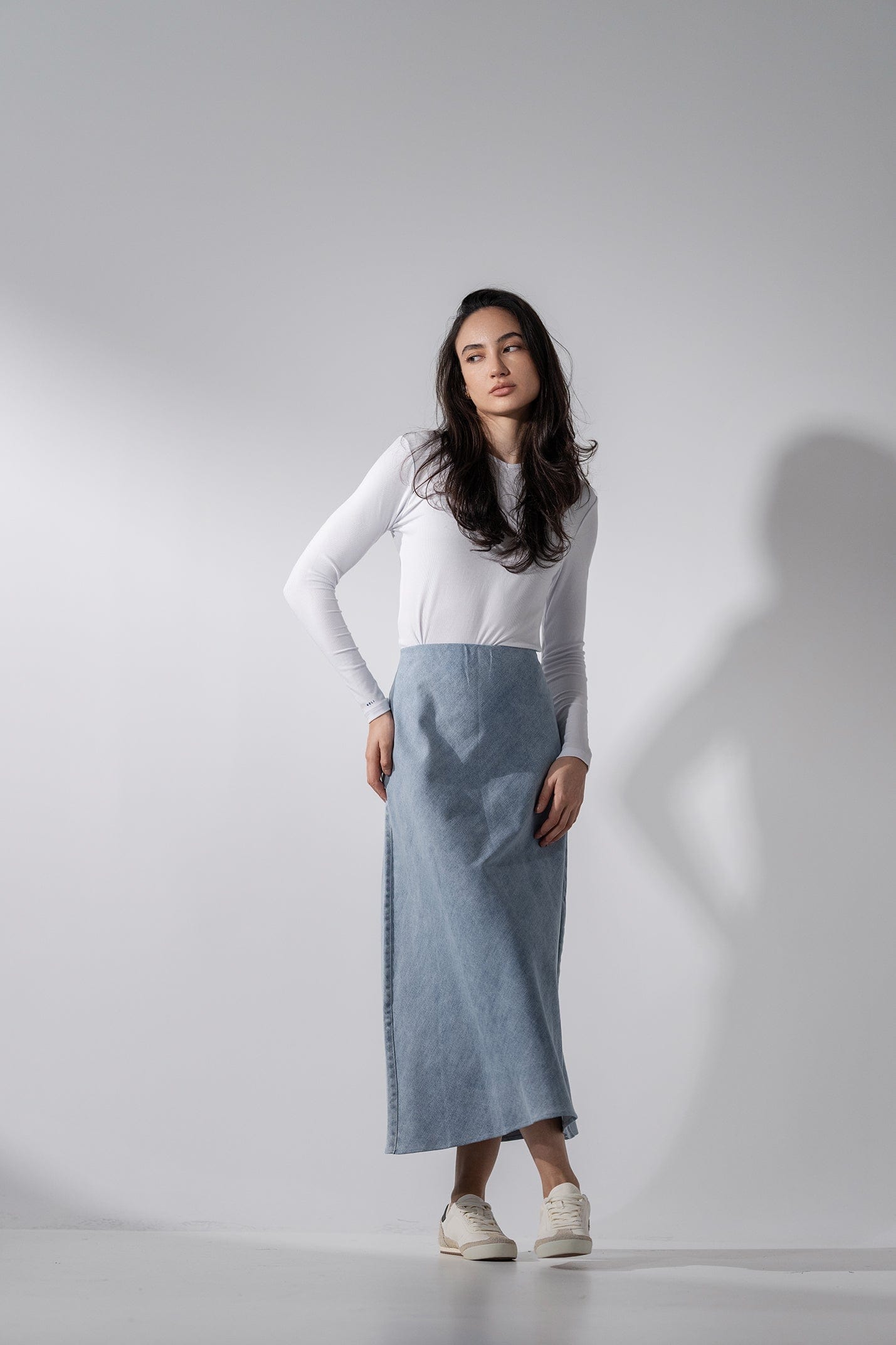 Classic Denim Skirt 37"-Light Blue