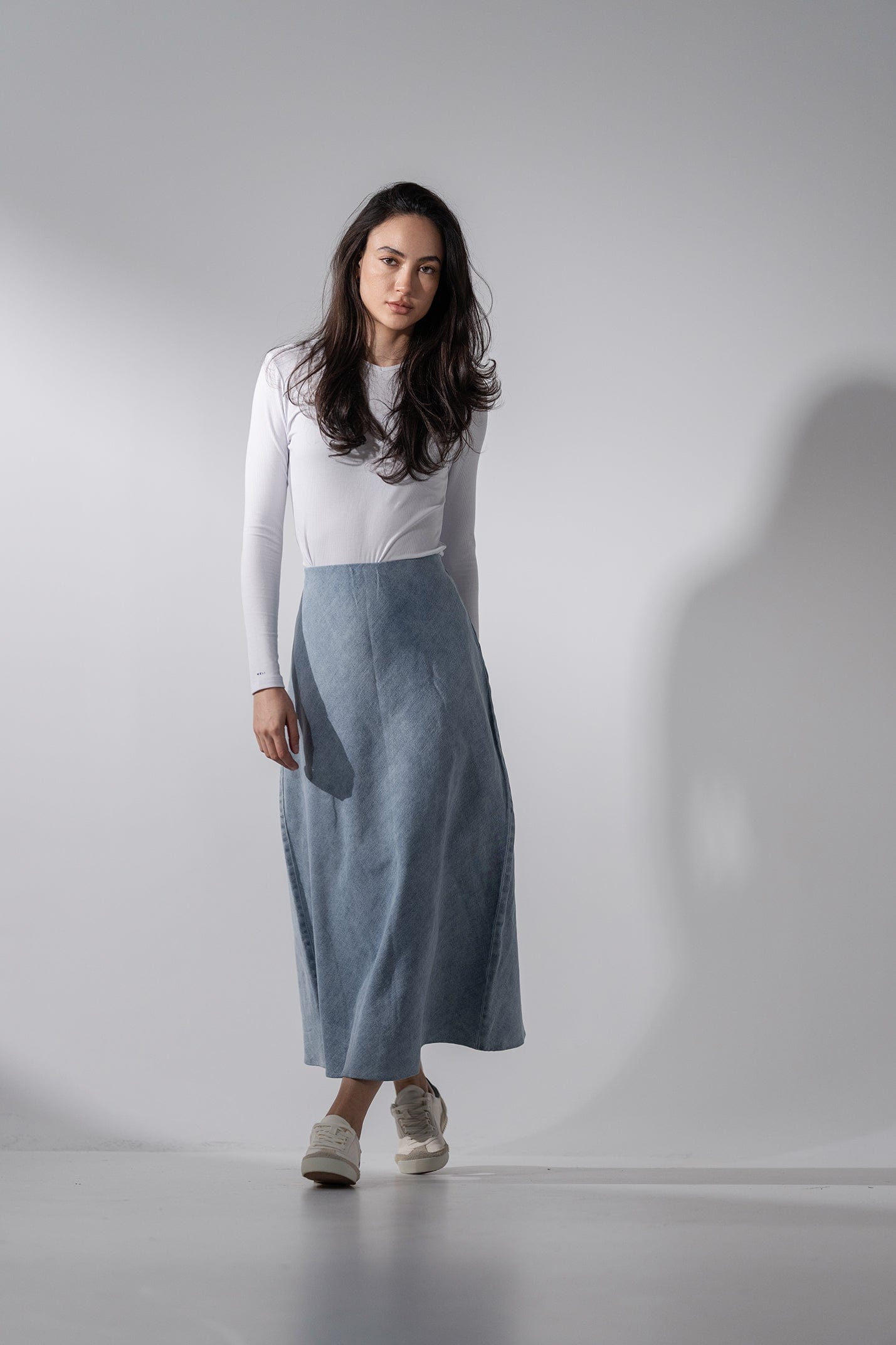 Classic Denim Skirt 35"-Light Blue