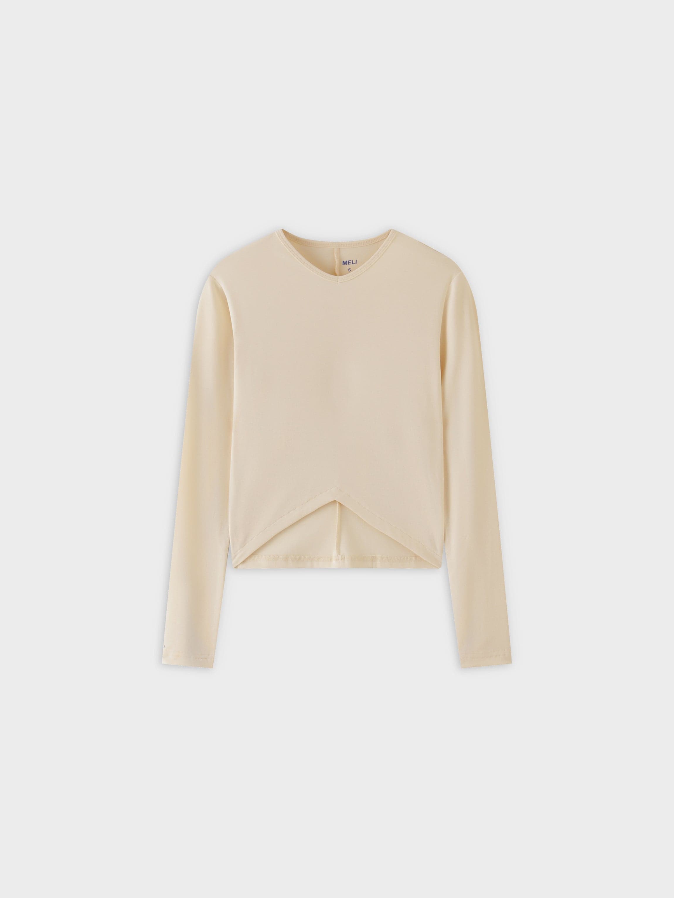 V Bottom T-Shirt-Cream