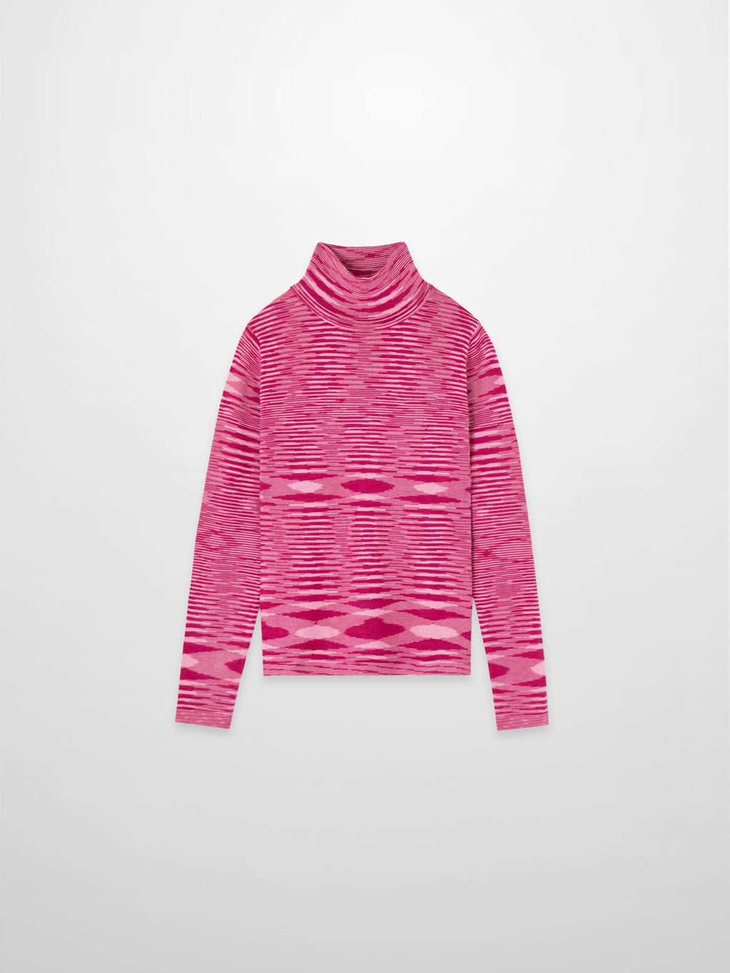 Abstract Stripe Knit Turtleneck-Berry Stripe