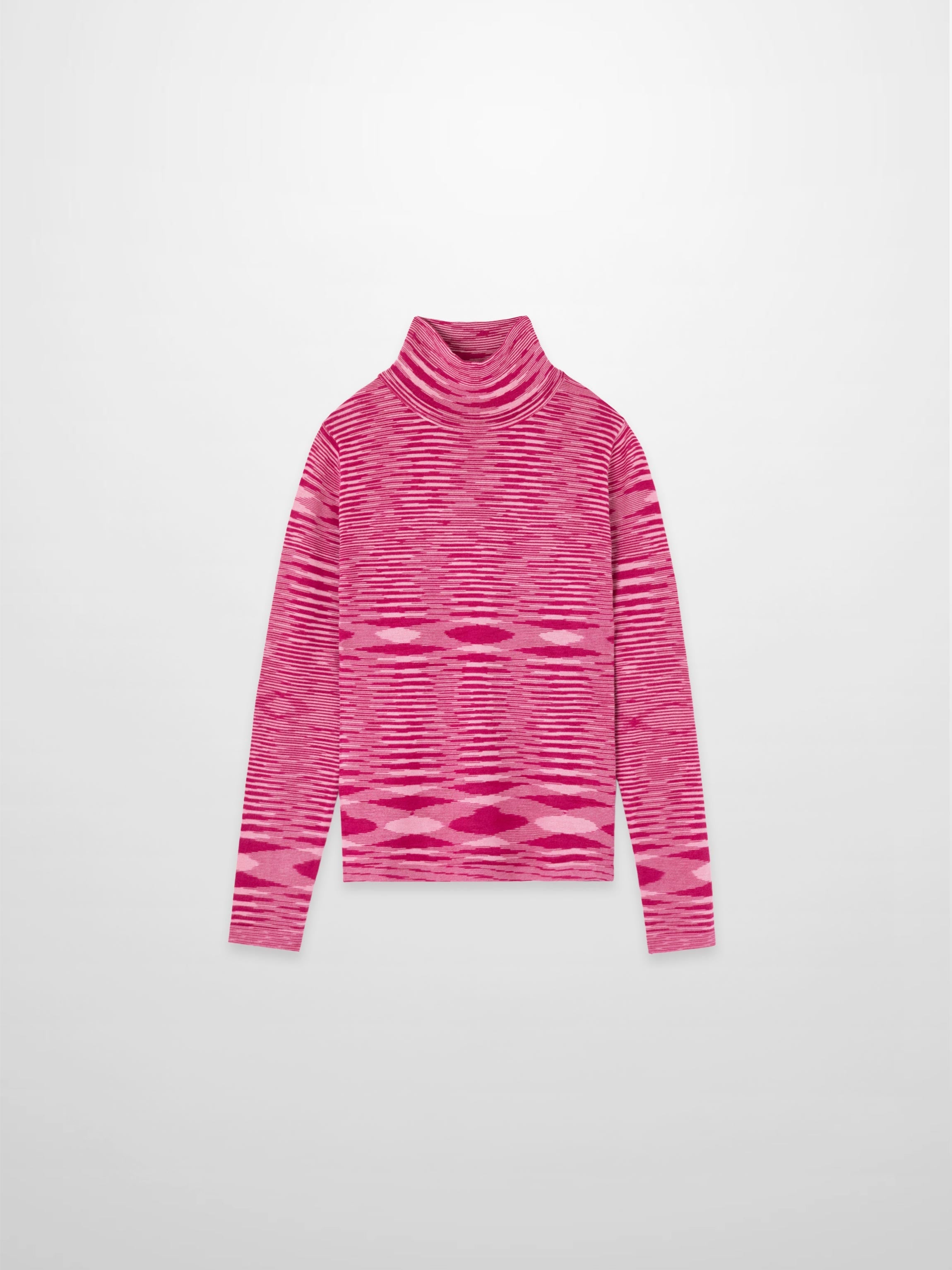 Abstract Stripe Knit Turtleneck-Berry Stripe