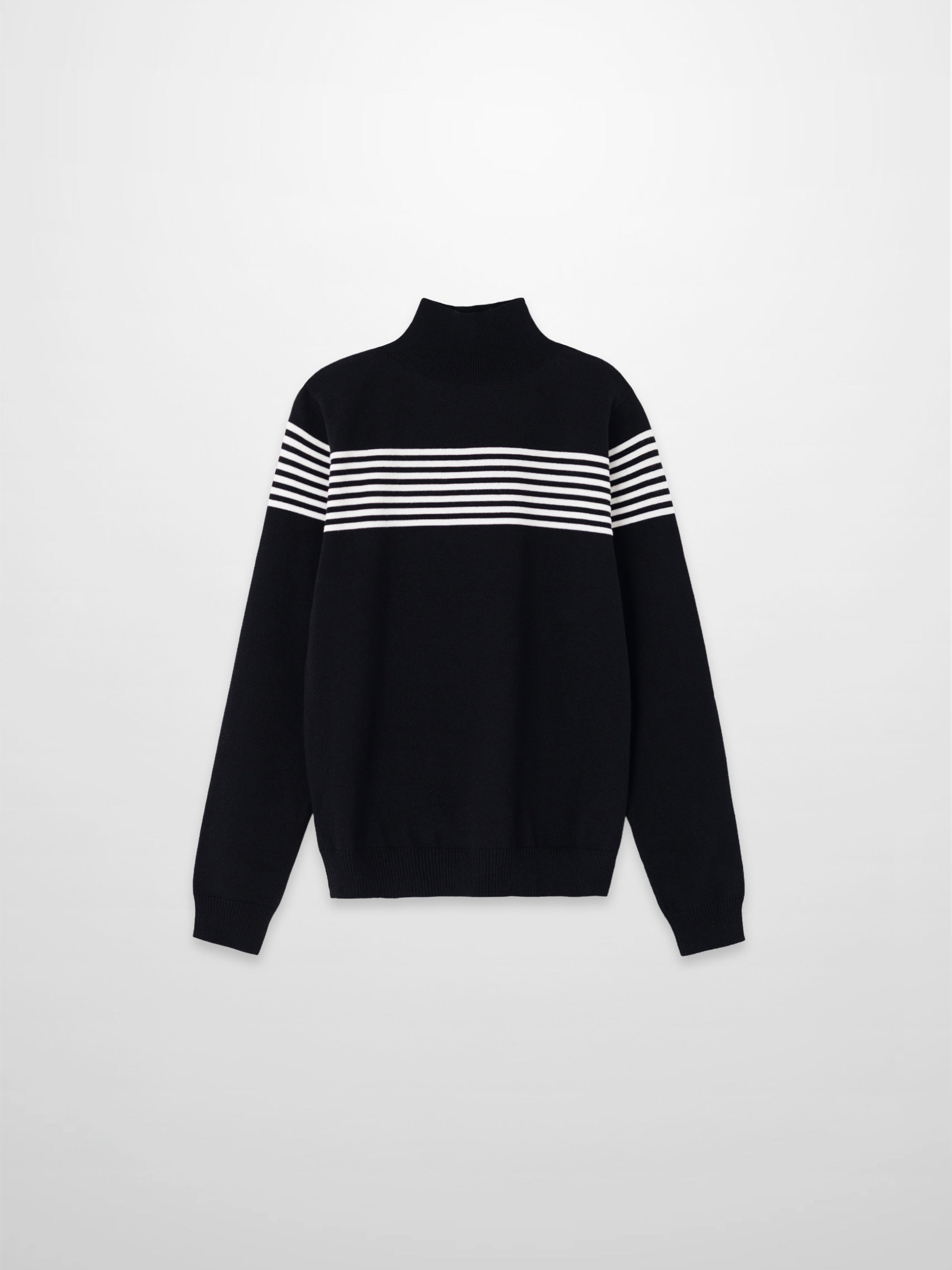 Thin Stripe Turtleneck  Sweater-Black/White