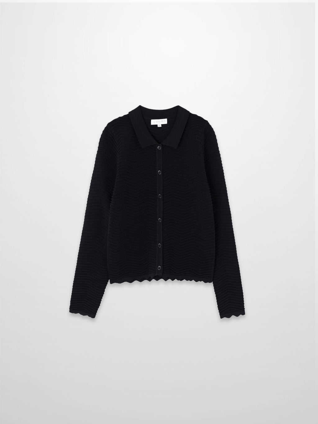 Wave Knit Cardigan-Black