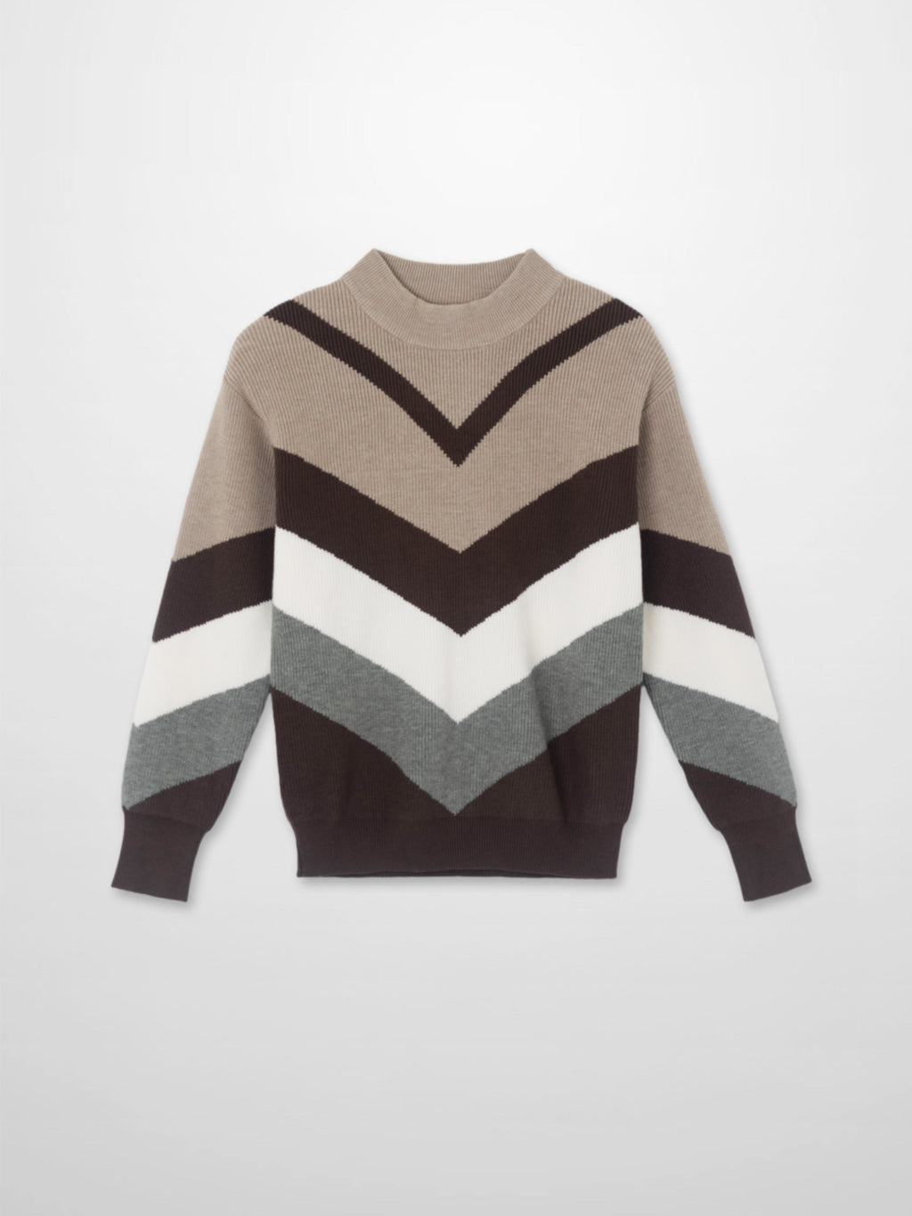 Multi V Sweater-Brown/Grey