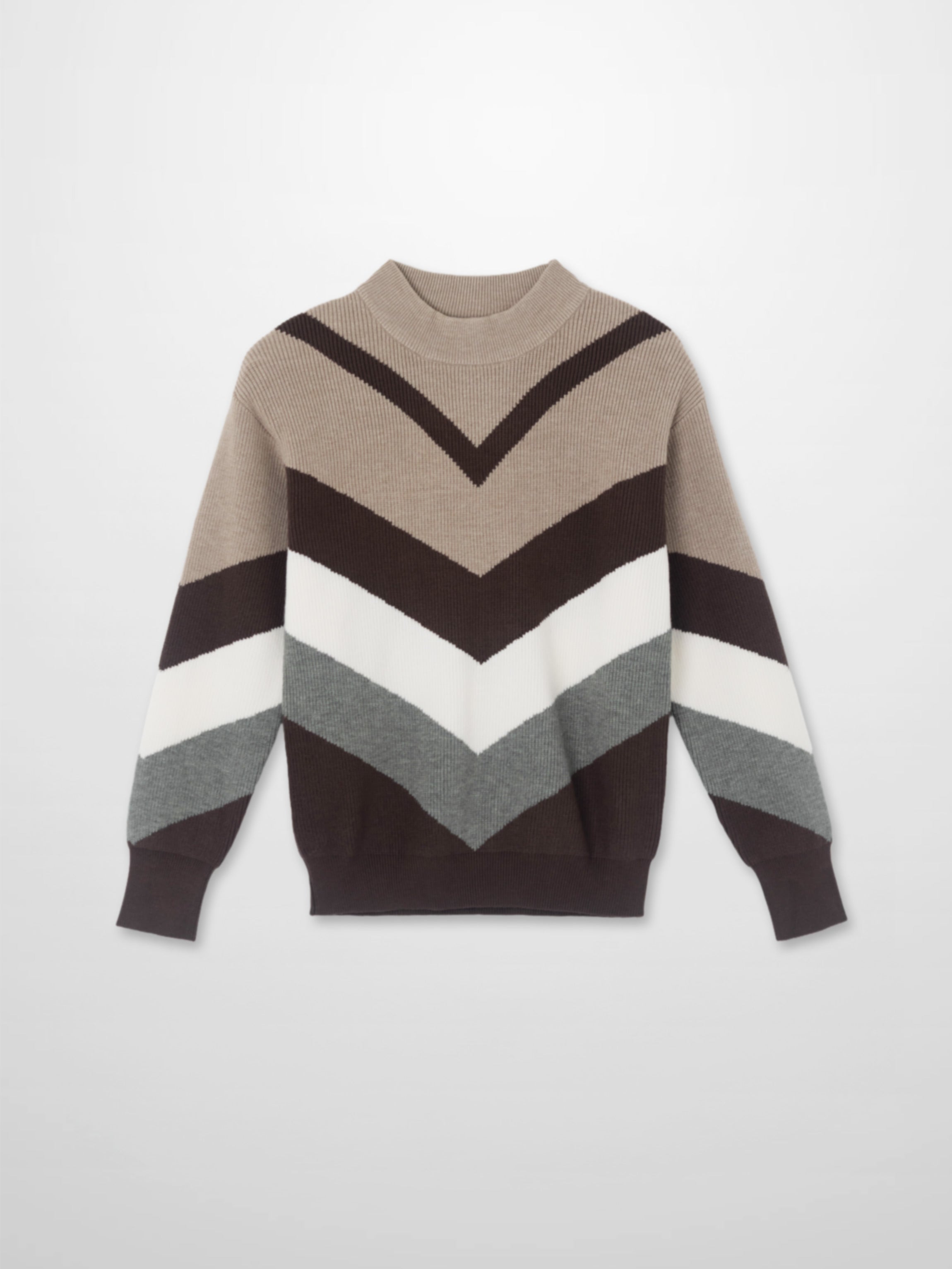 Multi V Sweater-Brown/Grey
