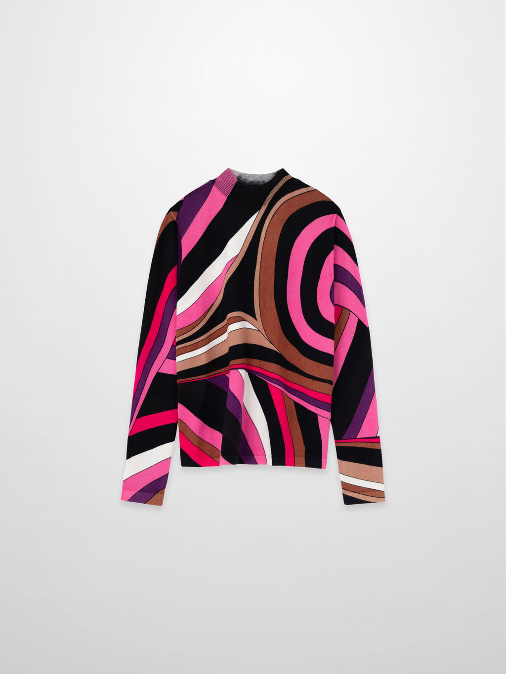 Mock Neck Sweater-Pink Swirl