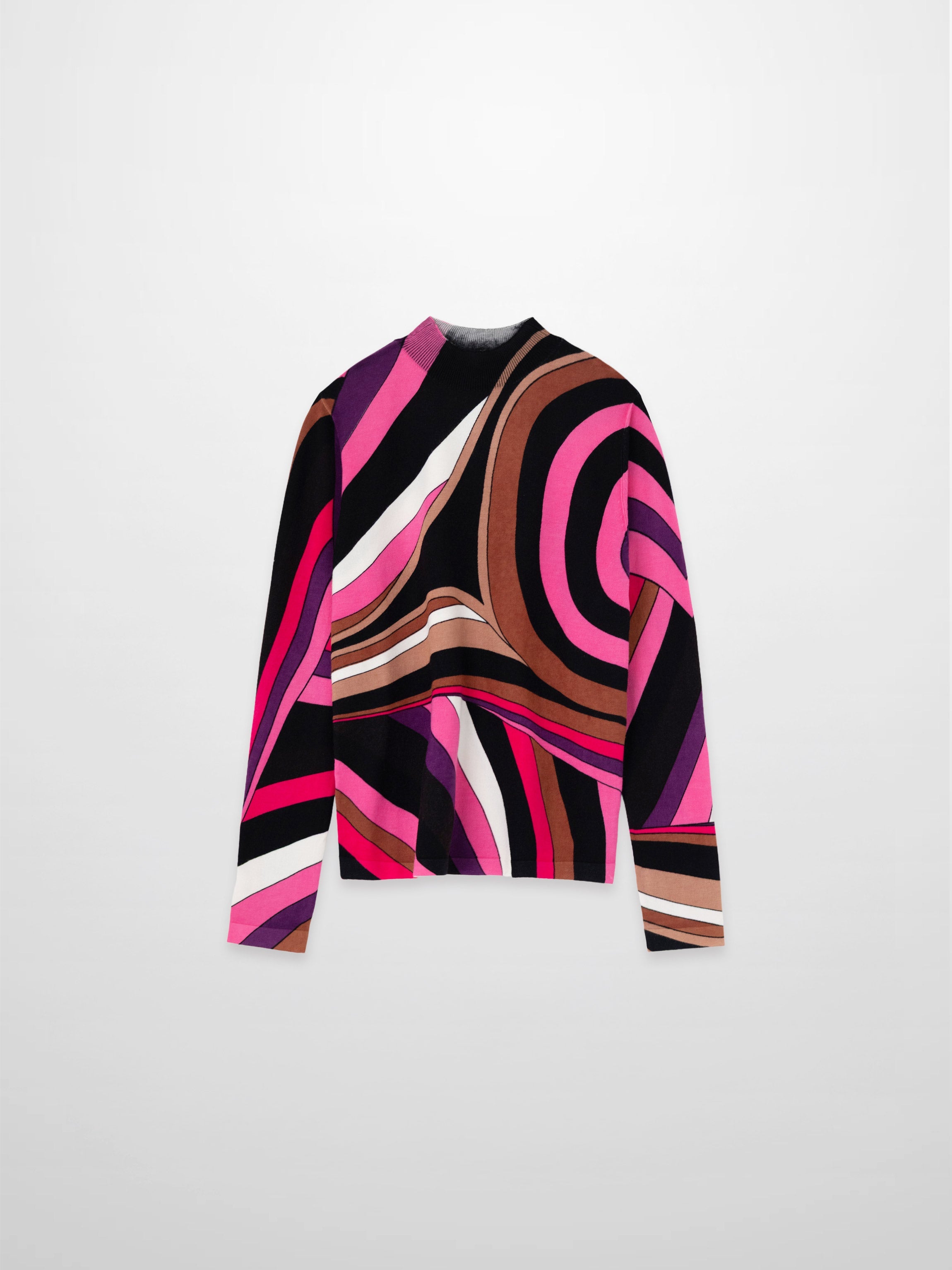 Mock Neck Sweater-Pink Swirl