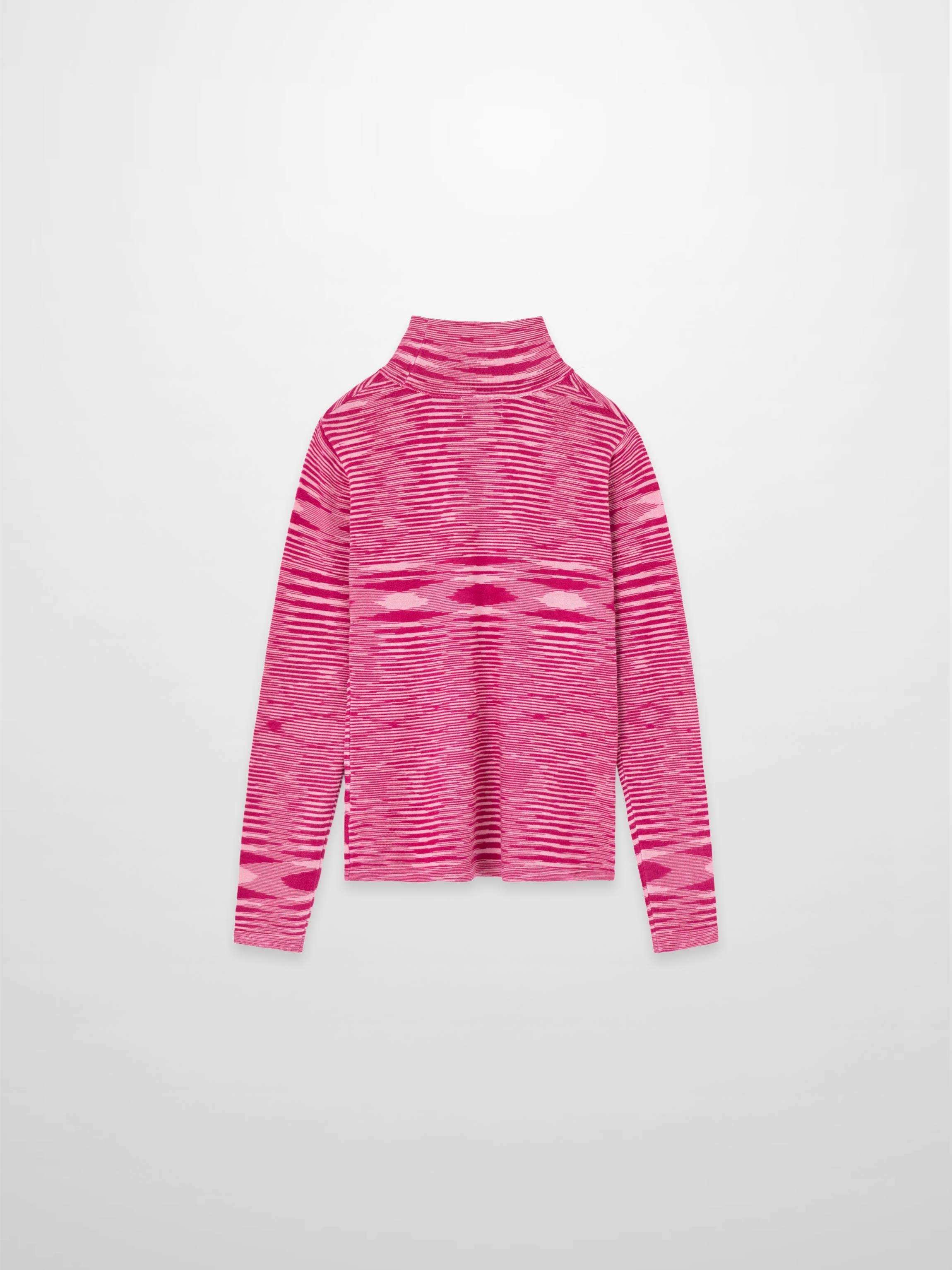 Abstract Stripe Knit Turtleneck-Berry Stripe