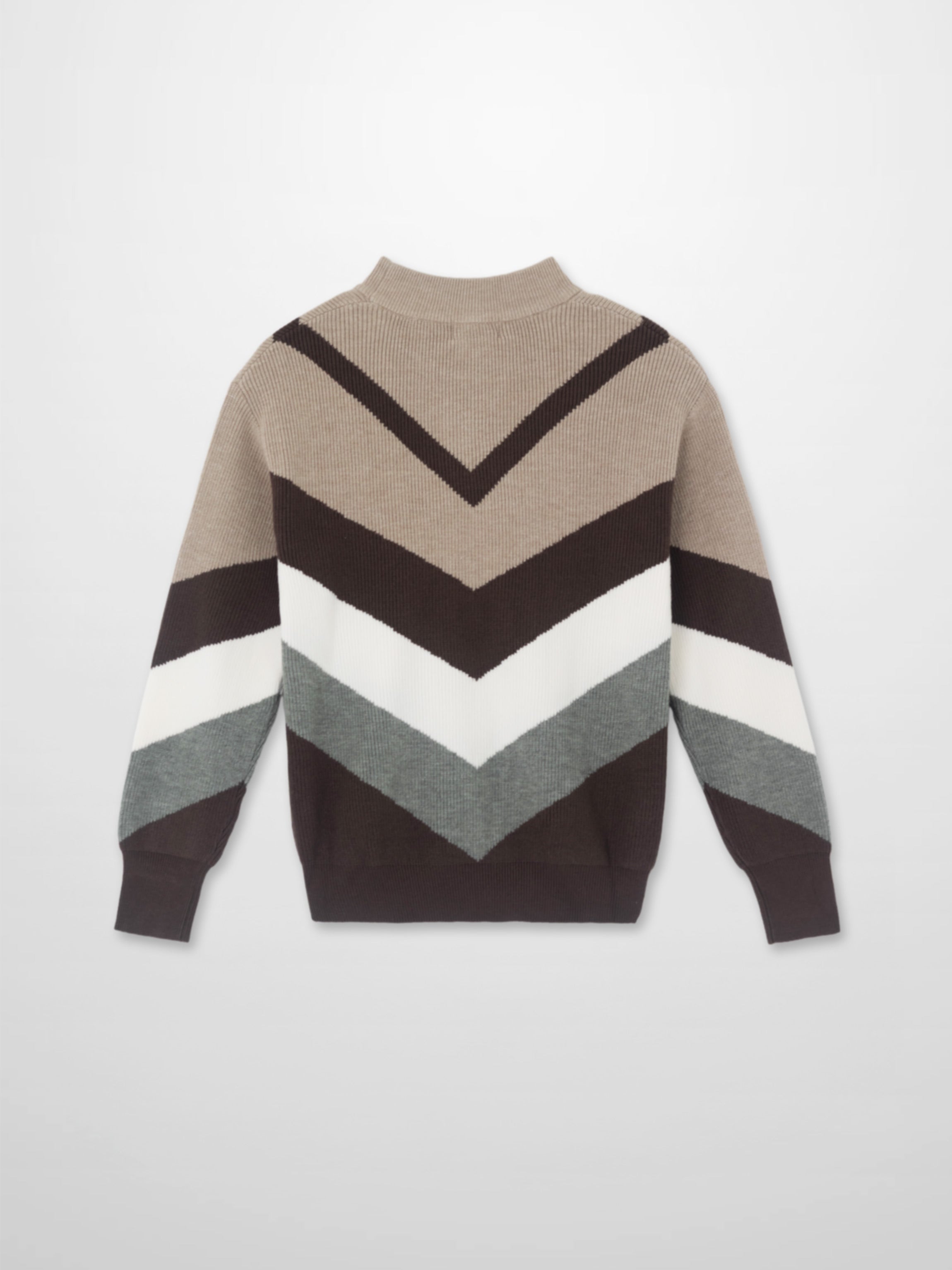Multi V Sweater-Brown/Grey