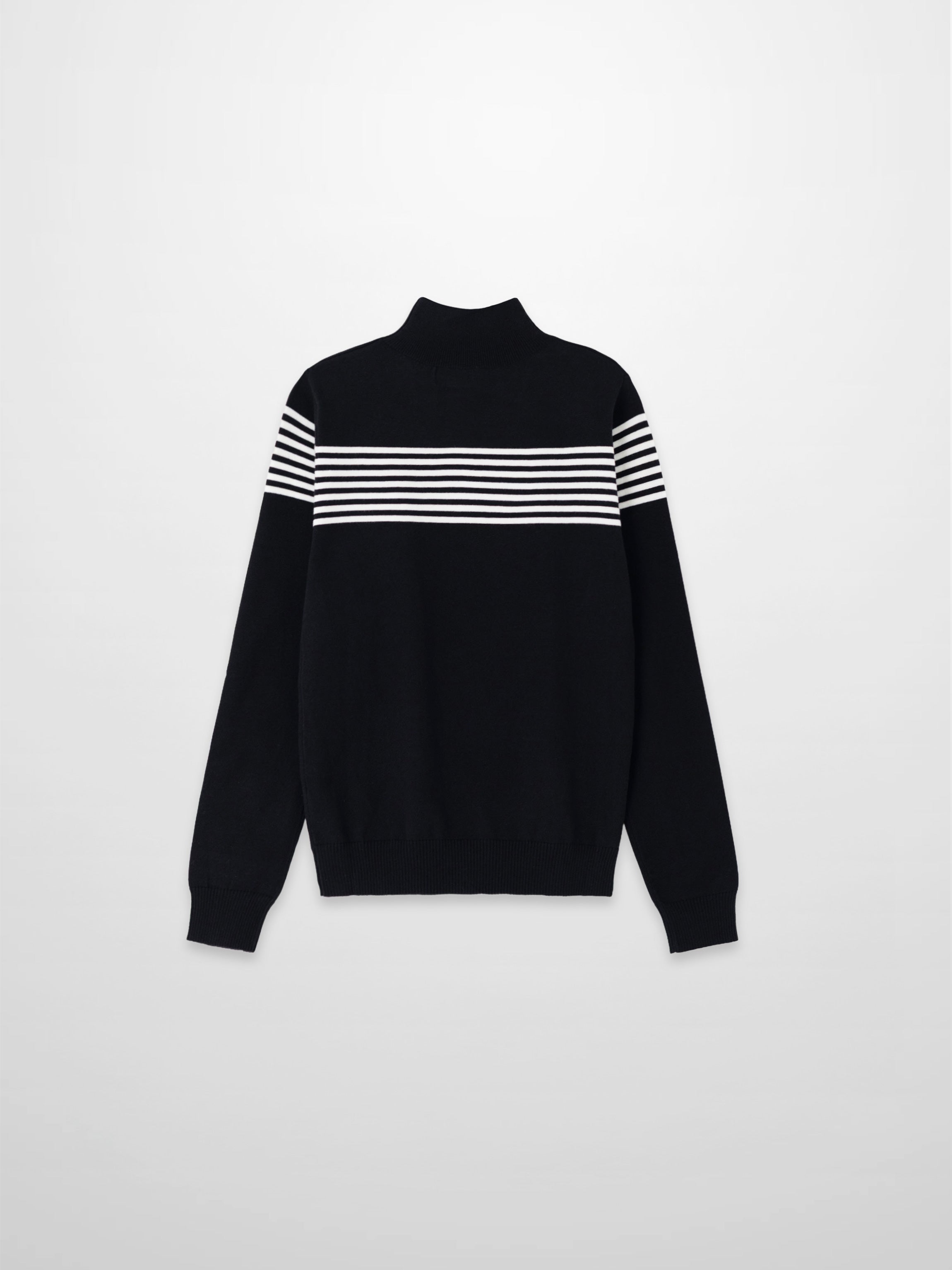 Thin Stripe Turtleneck  Sweater-Black/White
