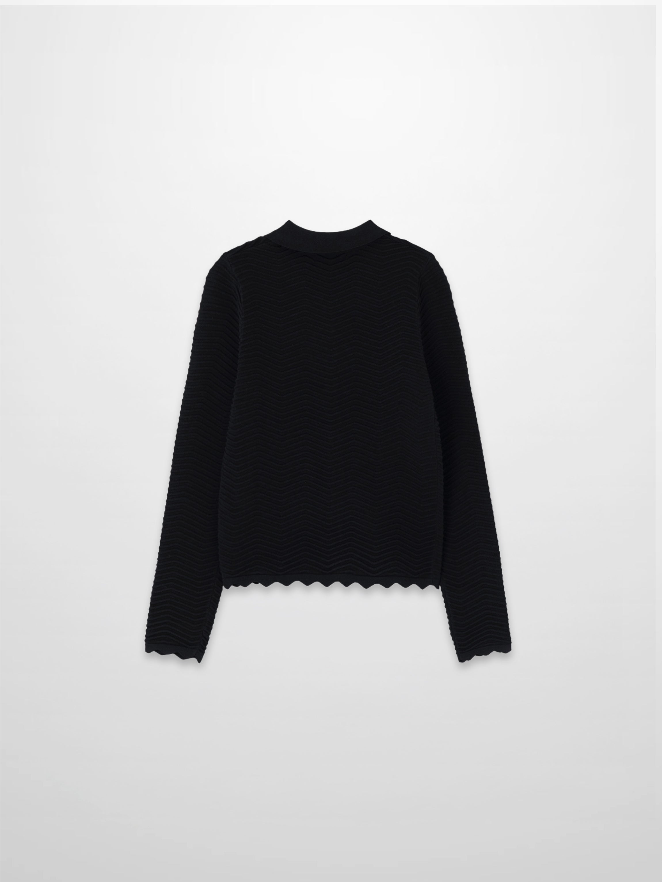 Wave Knit Cardigan-Black
