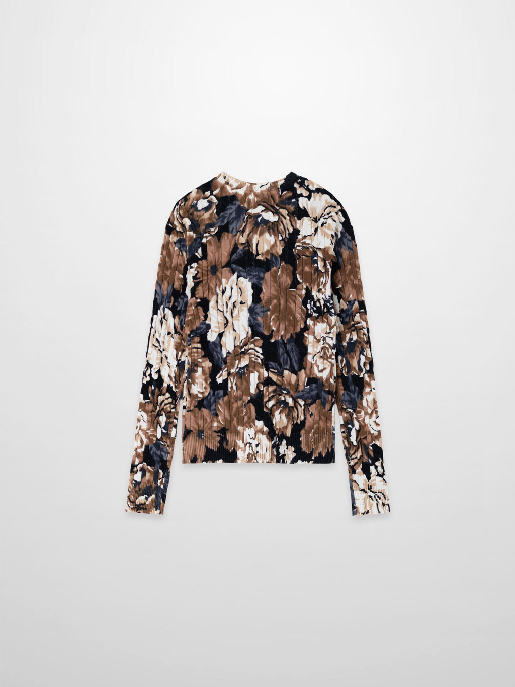 Printed Cable Sweater-Tan Flower