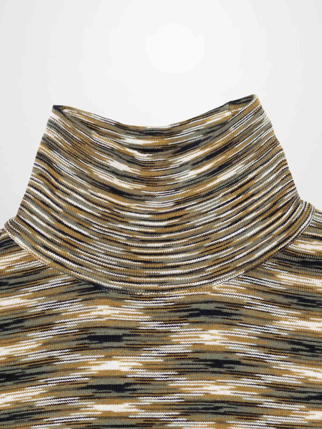 Abstract Stripe Knit Turtleneck-Olive