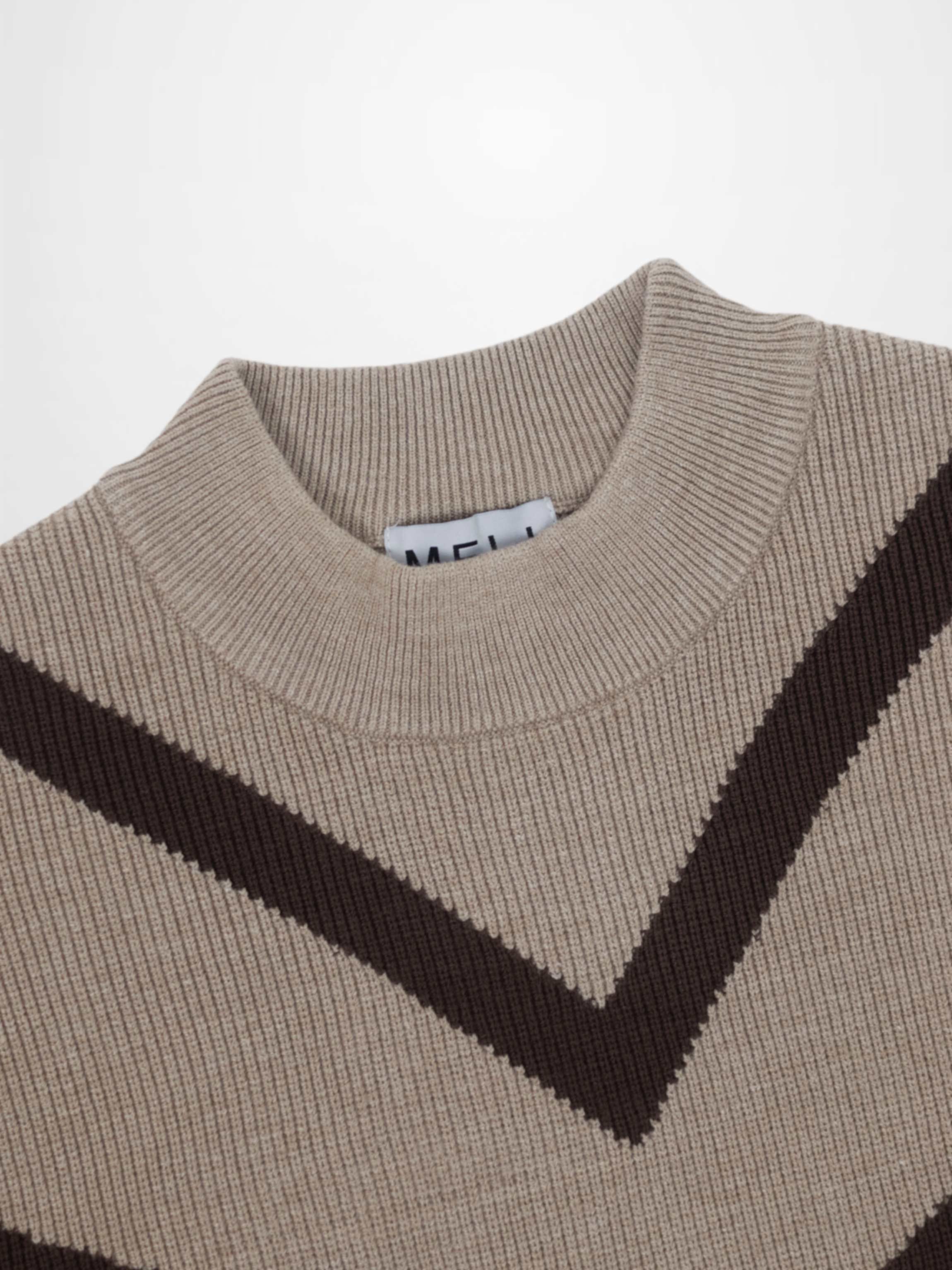 Multi V Sweater-Brown/Grey