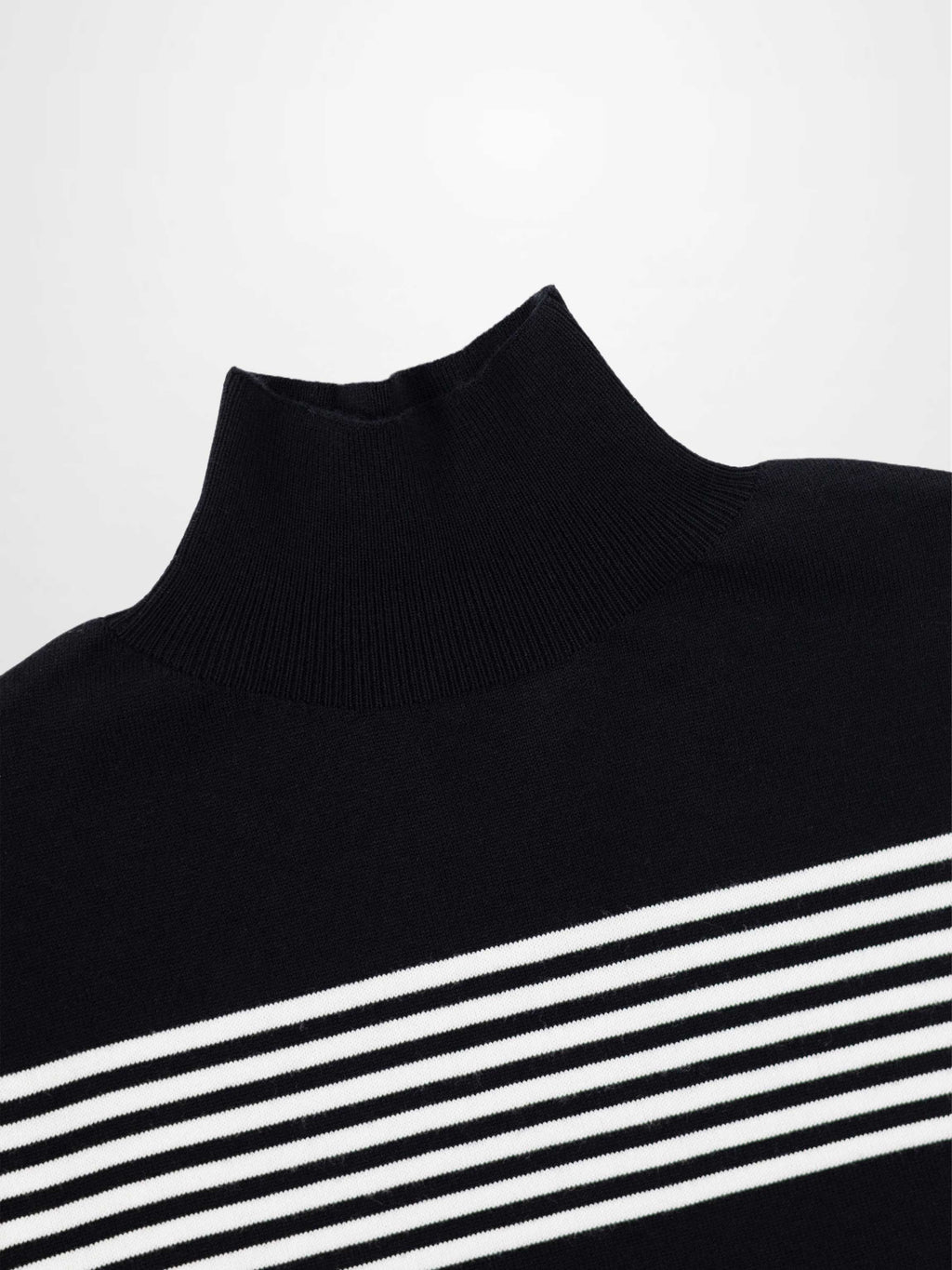 Thin Stripe Turtleneck  Sweater-Black/White