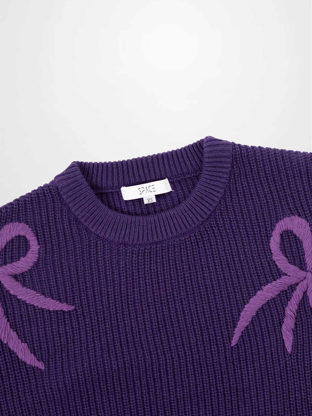 Bow Ribbon Sweater-Purple/Purple
