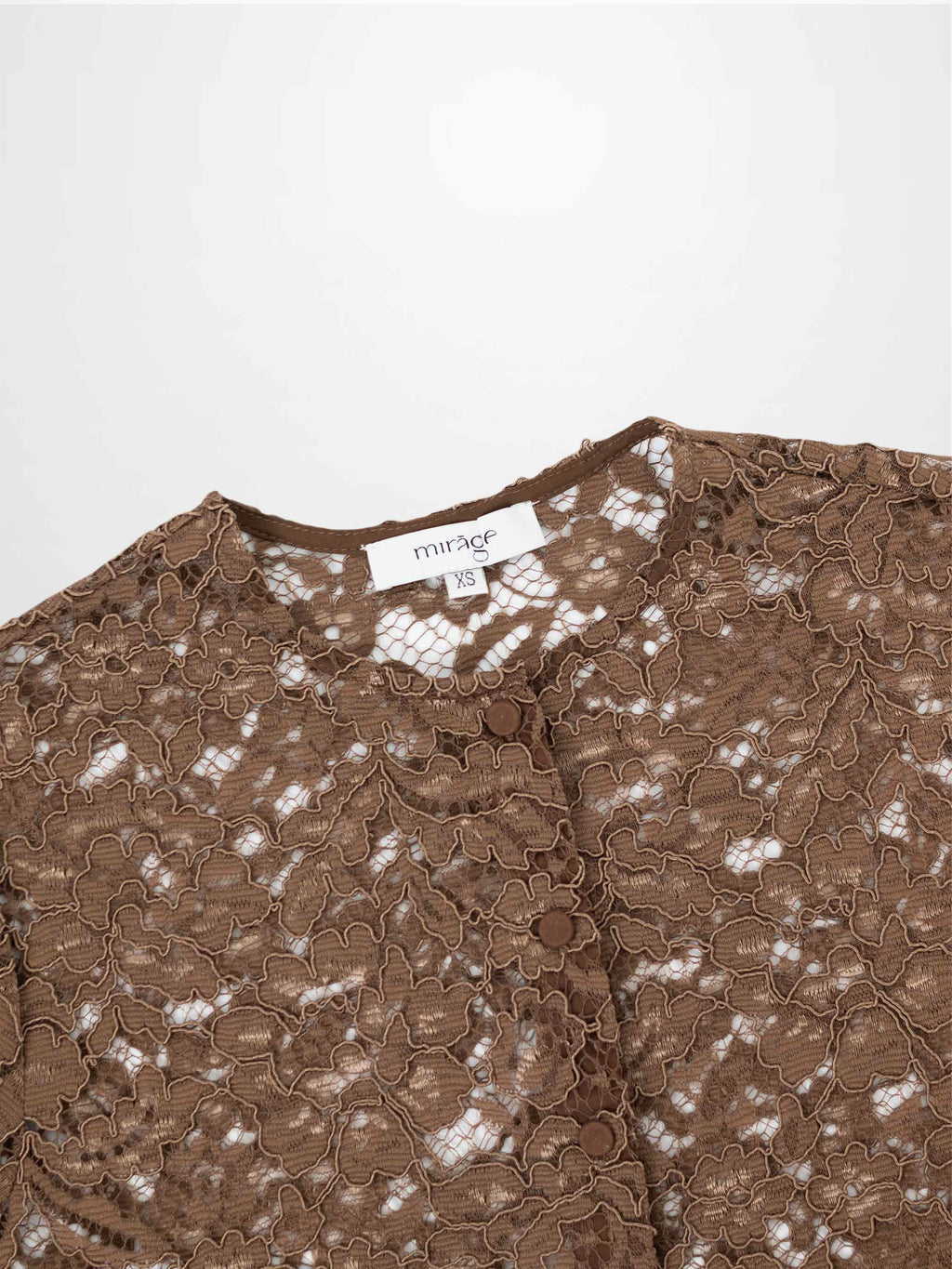 Lace Button Down Cardigan Top-Brown