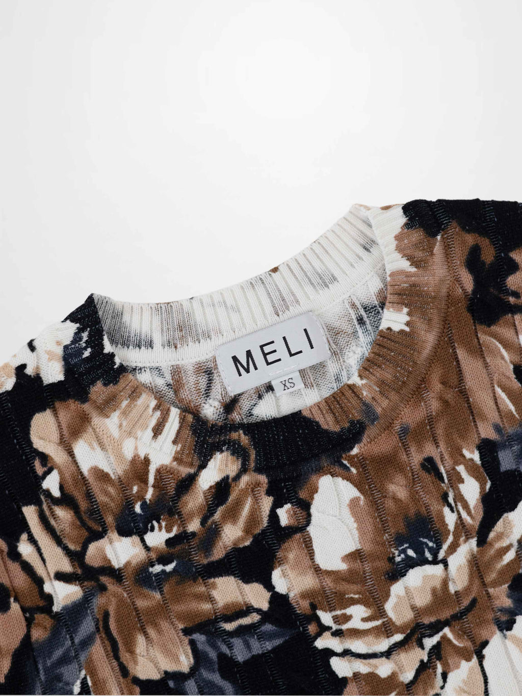 Printed Cable Sweater-Tan Flower