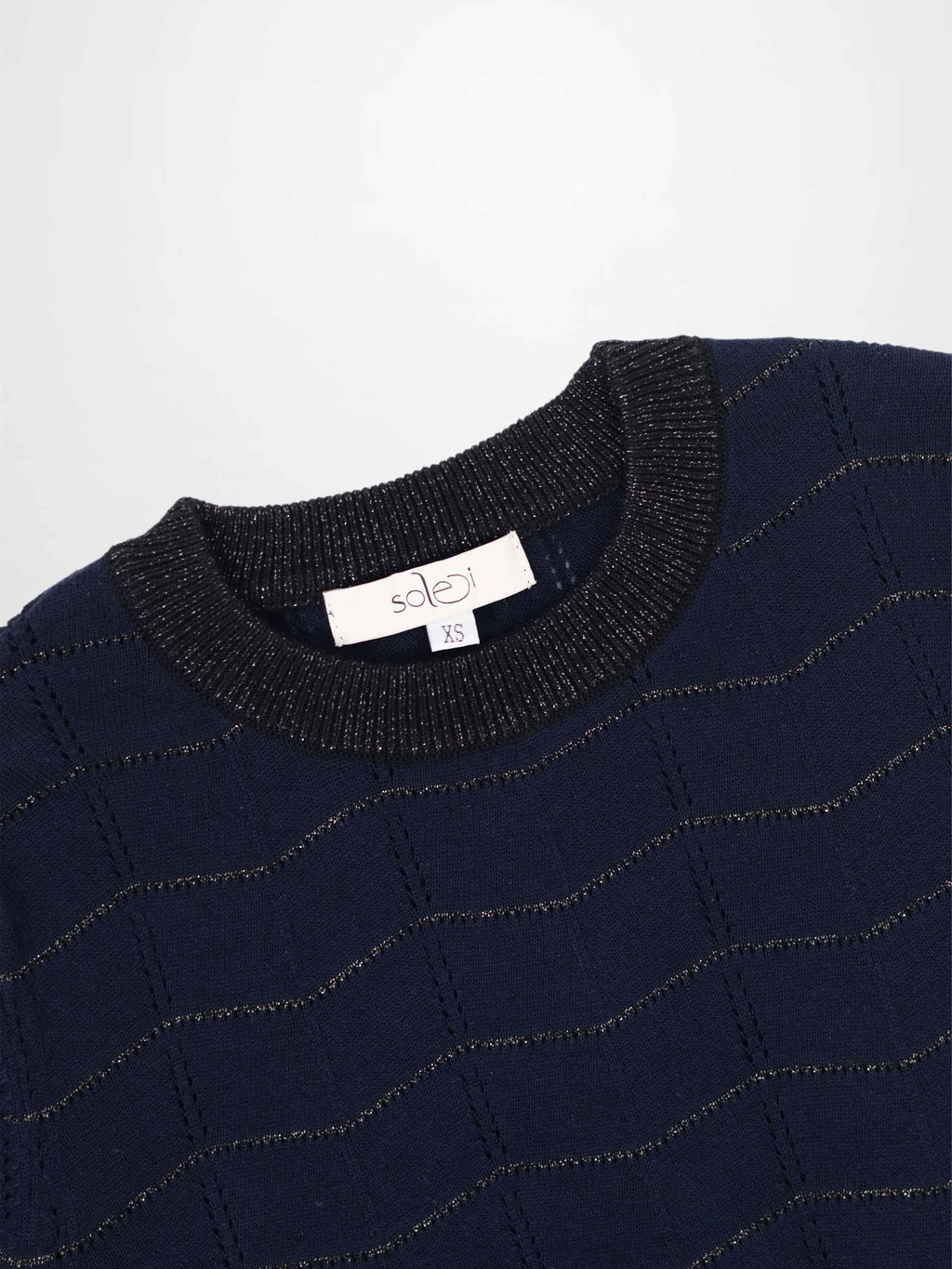 Lurex Striped Sweater-Navy/Black