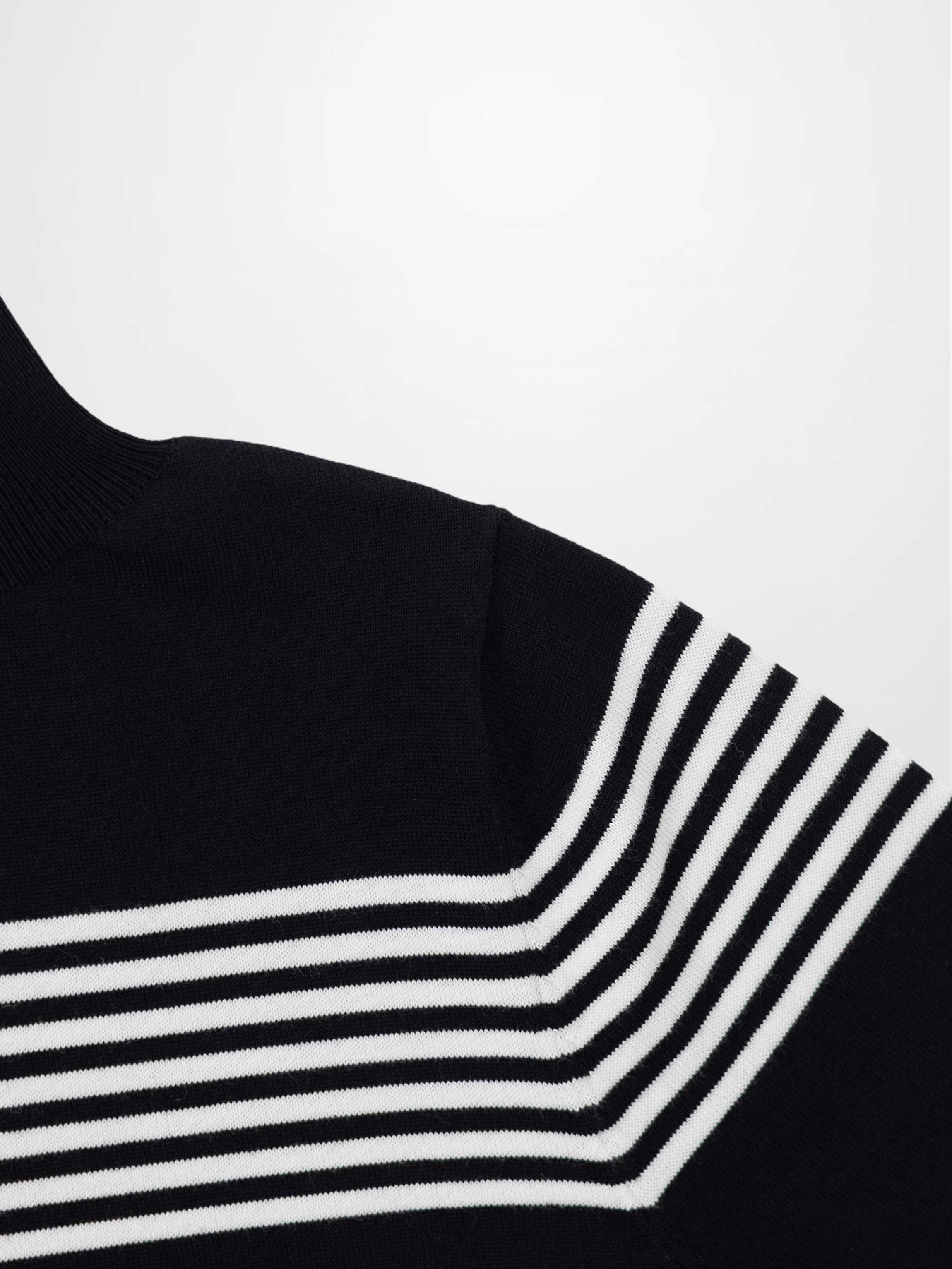 Thin Stripe Turtleneck  Sweater-Black/White