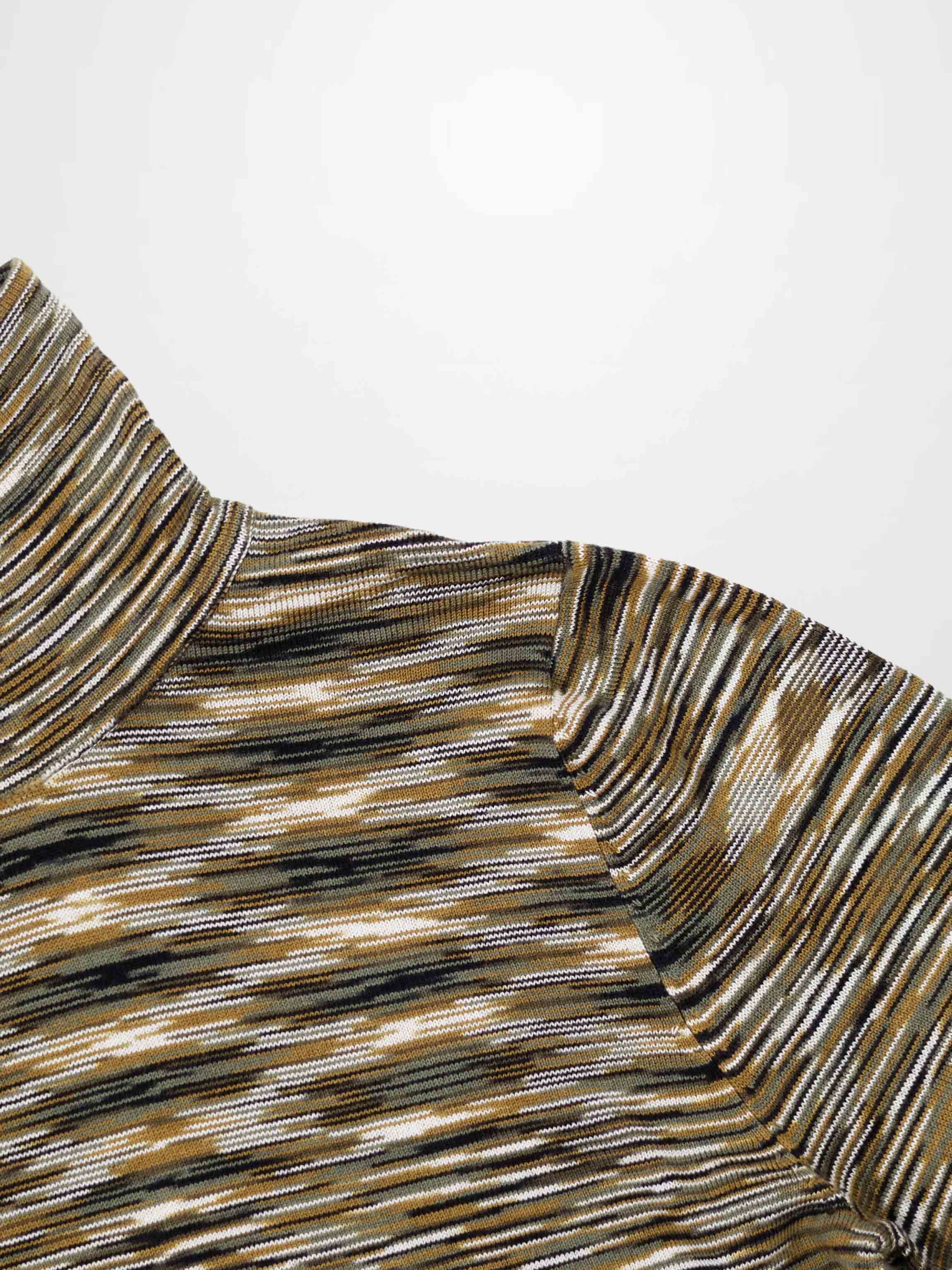 Abstract Stripe Knit Turtleneck-Olive