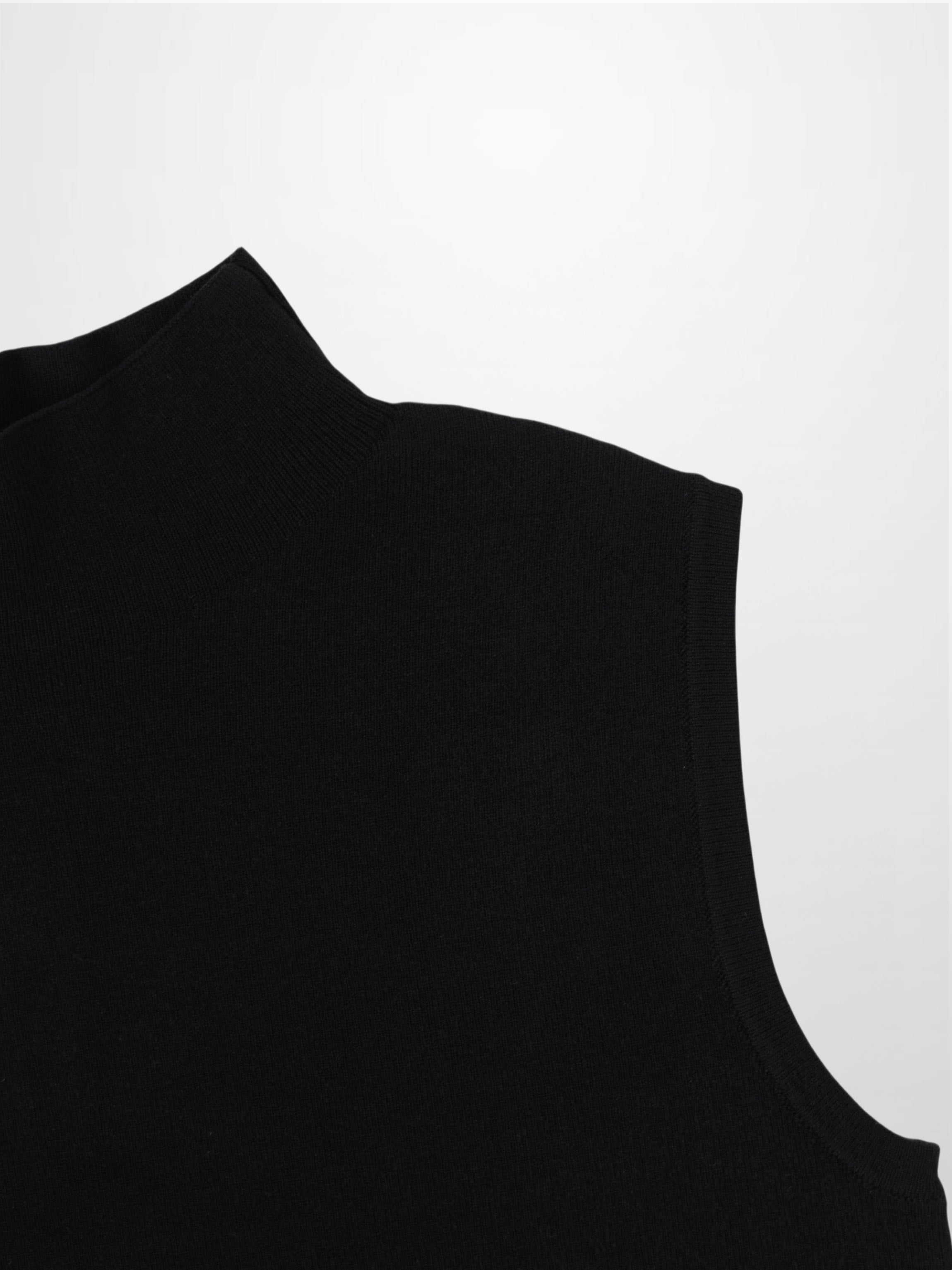 Sleeveless Mock Neck Sweater-Black