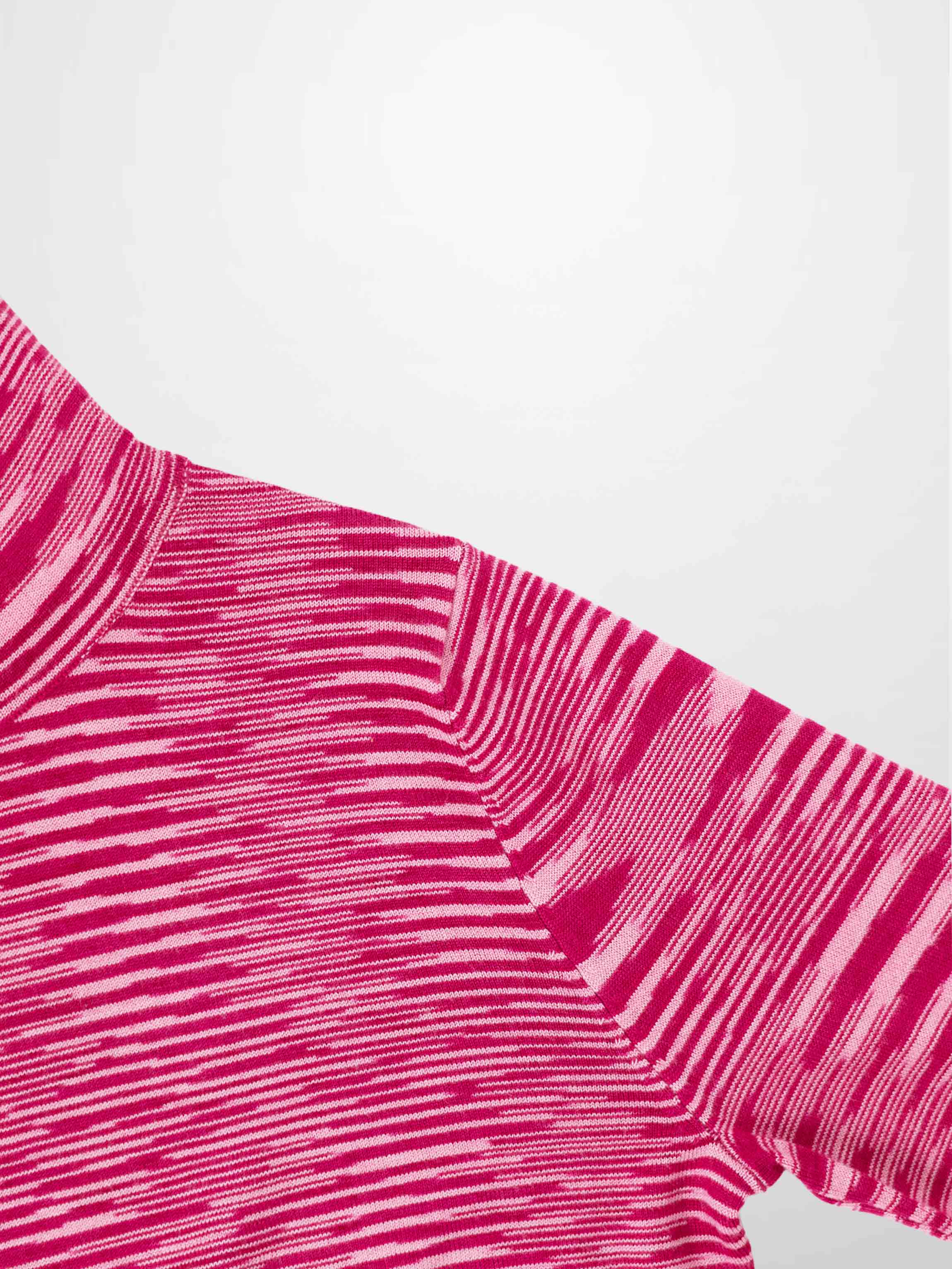 Abstract Stripe Knit Turtleneck-Berry Stripe