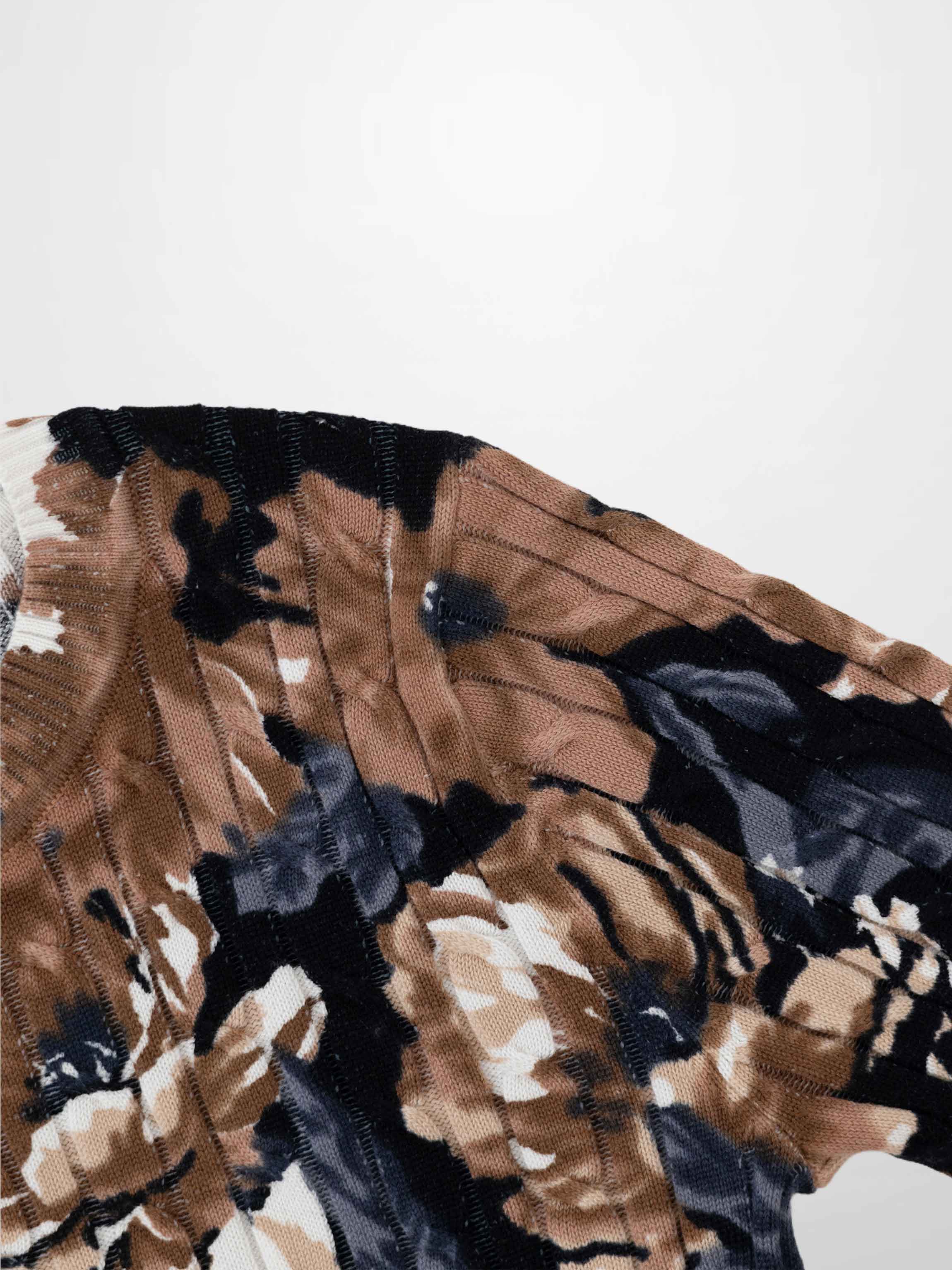 Printed Cable Sweater-Tan Flower