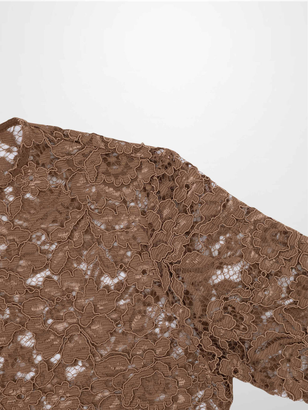 Lace Button Down Cardigan Top-Brown