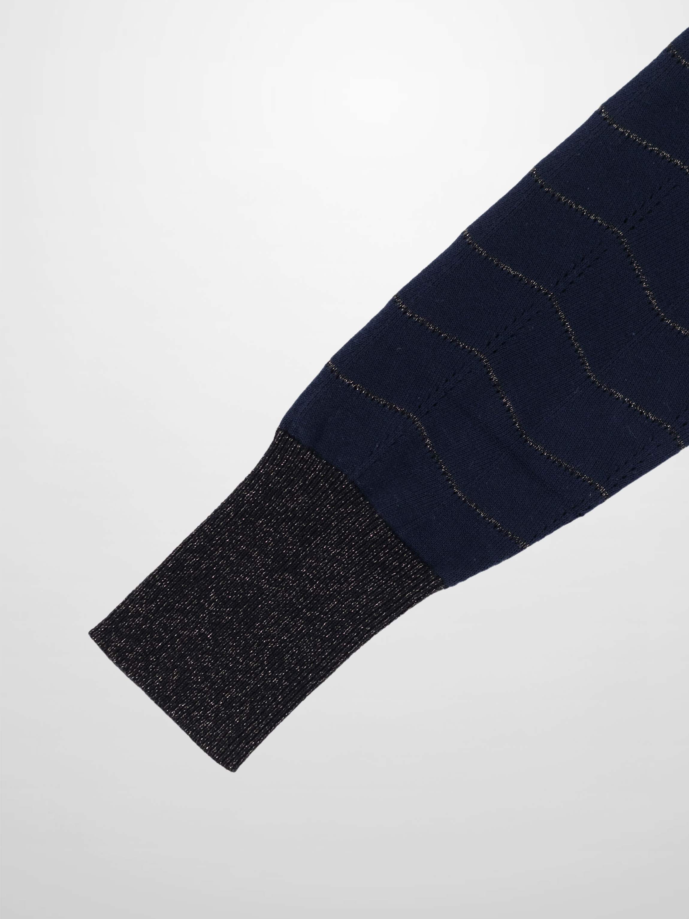 Lurex Striped Sweater-Navy/Black