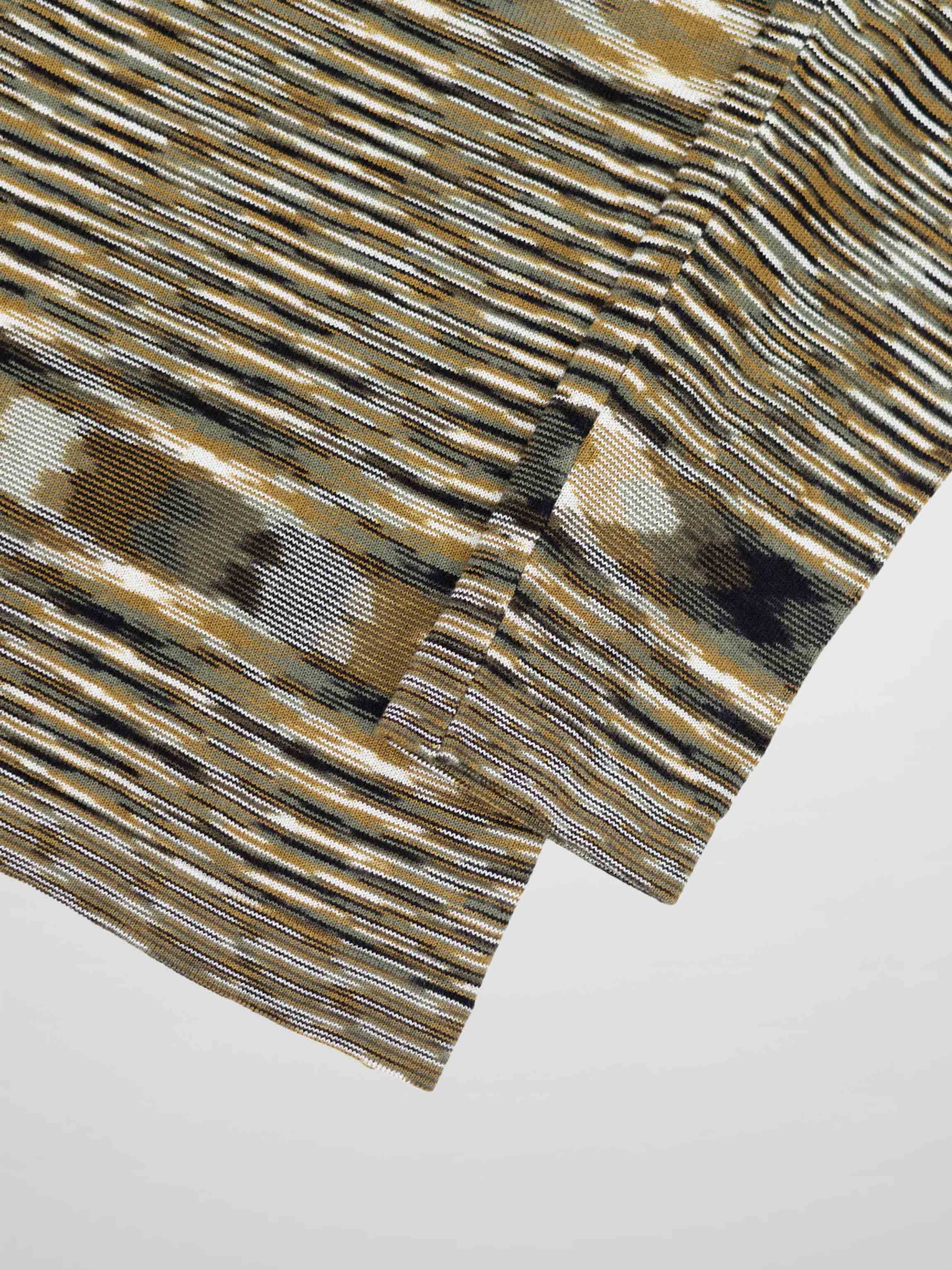 Abstract Stripe Knit Turtleneck-Olive