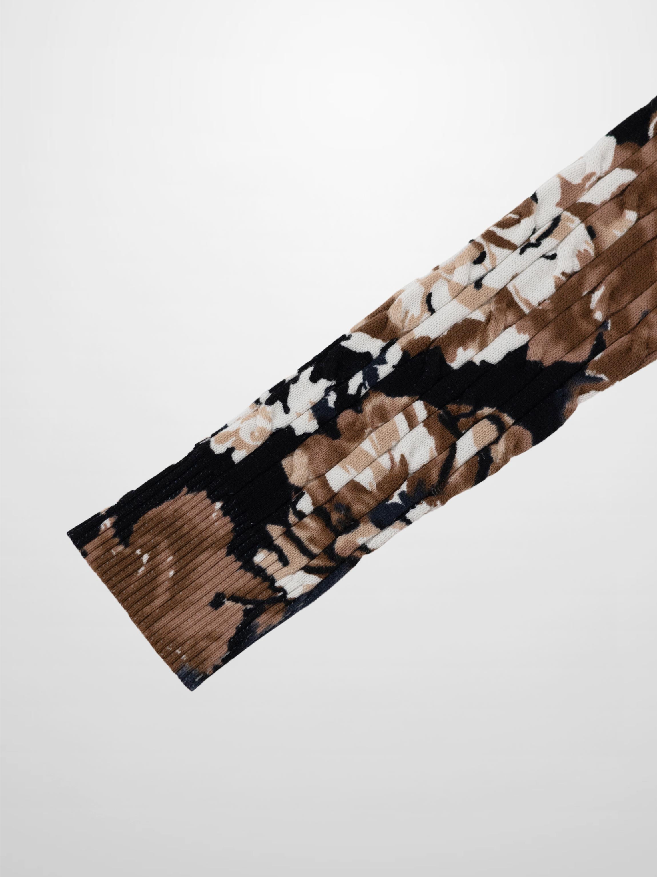 Printed Cable Sweater-Tan Flower