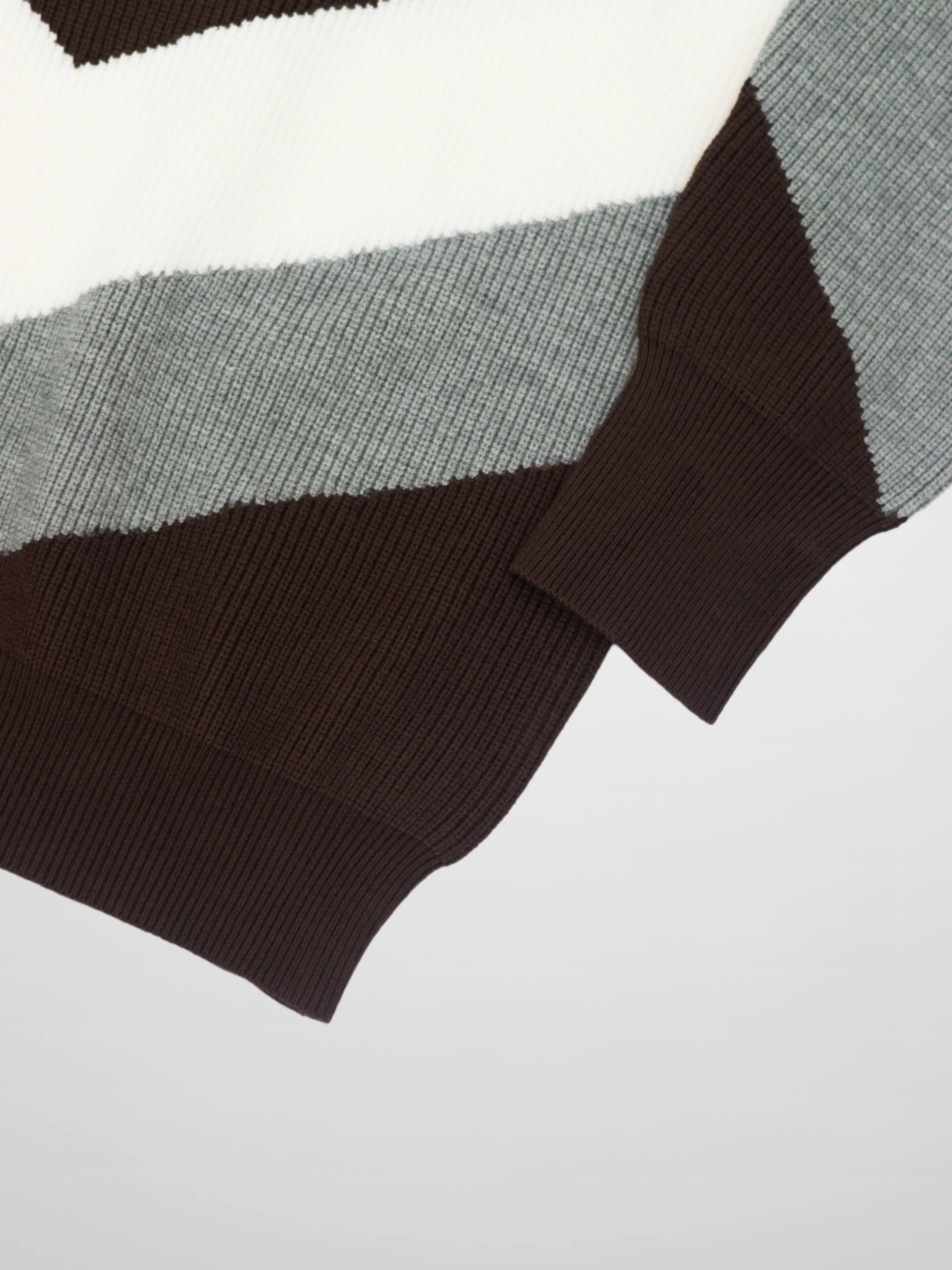 Multi V Sweater-Brown/Grey