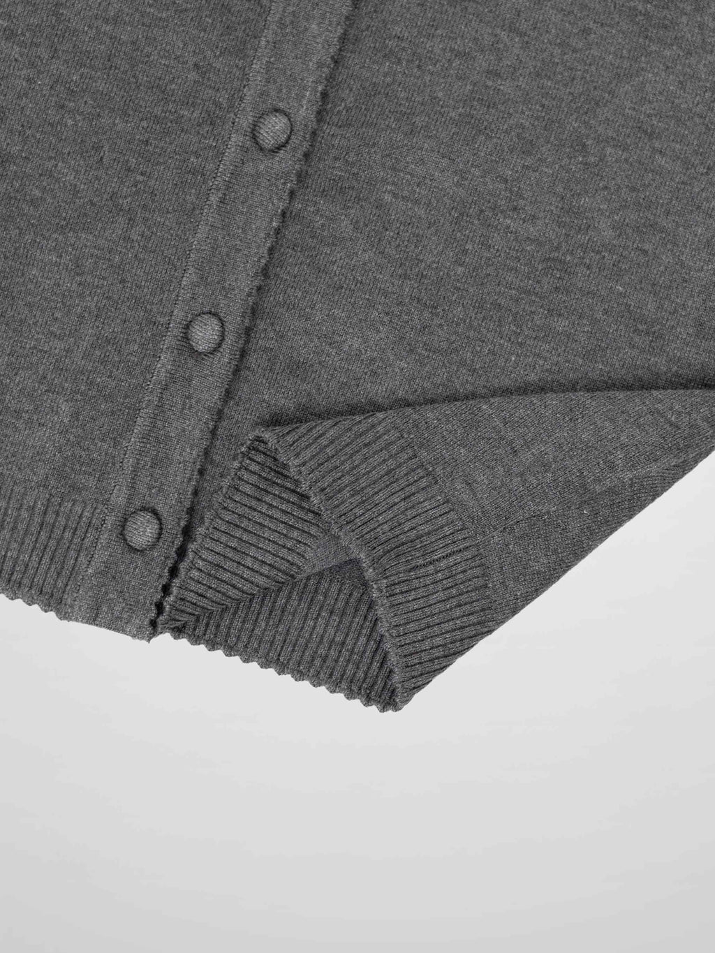Trim Detail Crew Crop Cardigan-Heathered Grey