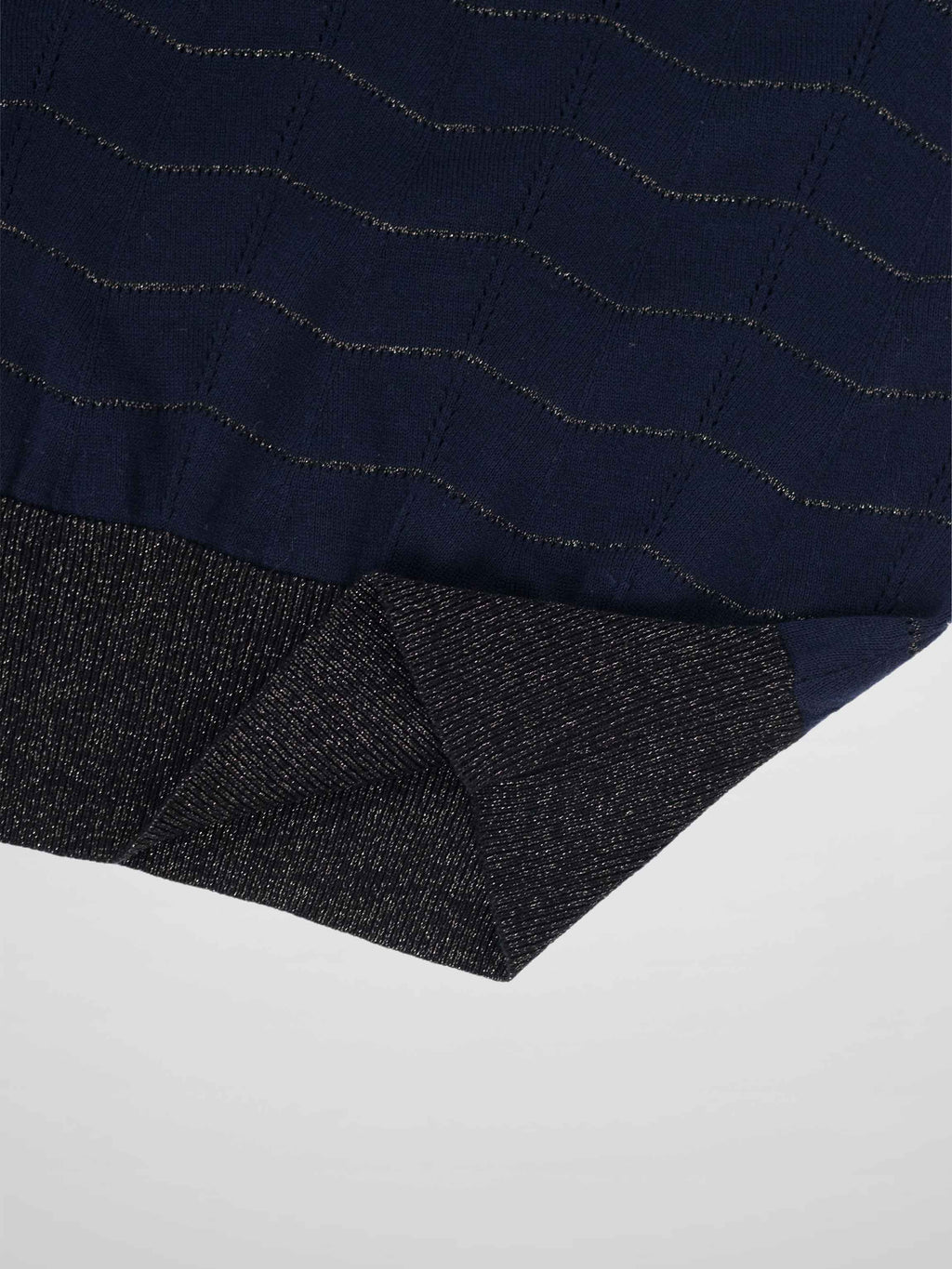 Lurex Striped Sweater-Navy/Black