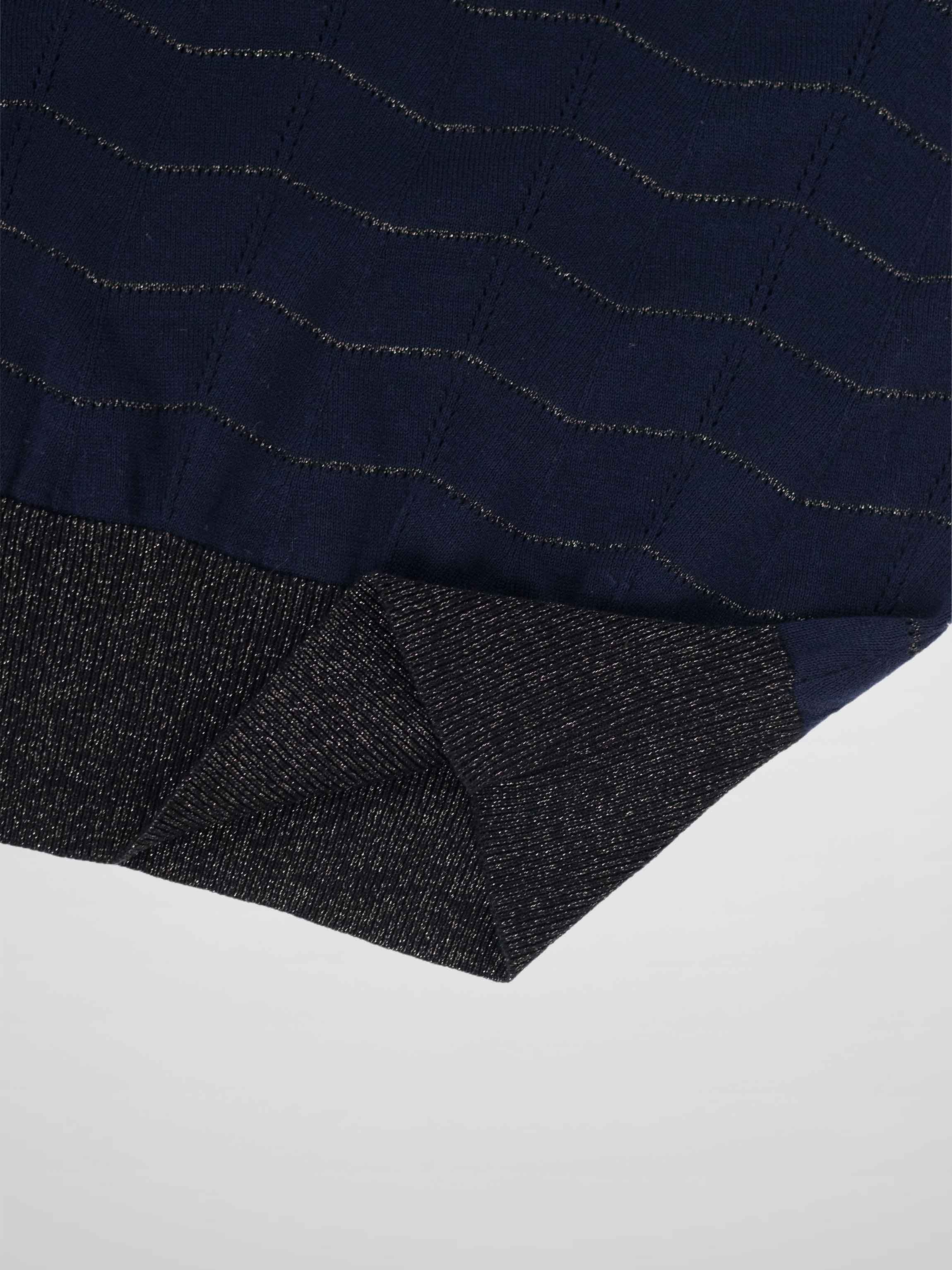 Lurex Striped Sweater-Navy/Black