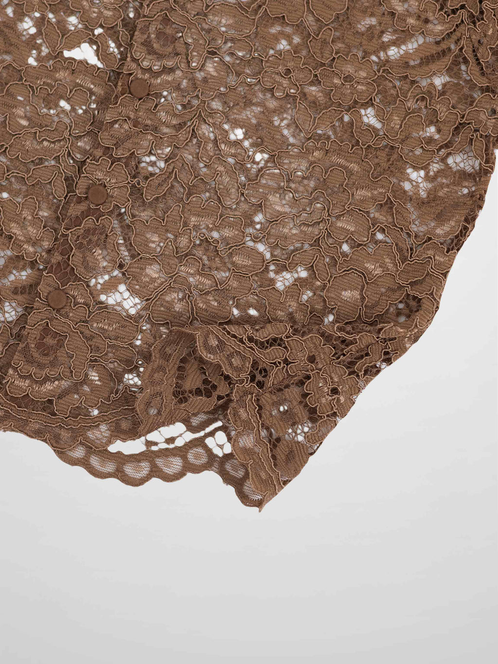 Lace Button Down Cardigan Top-Brown