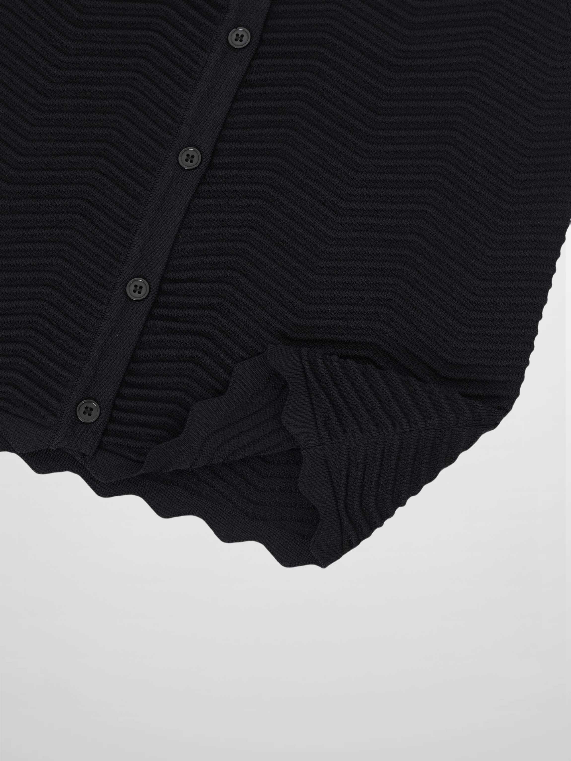 Wave Knit Cardigan-Black